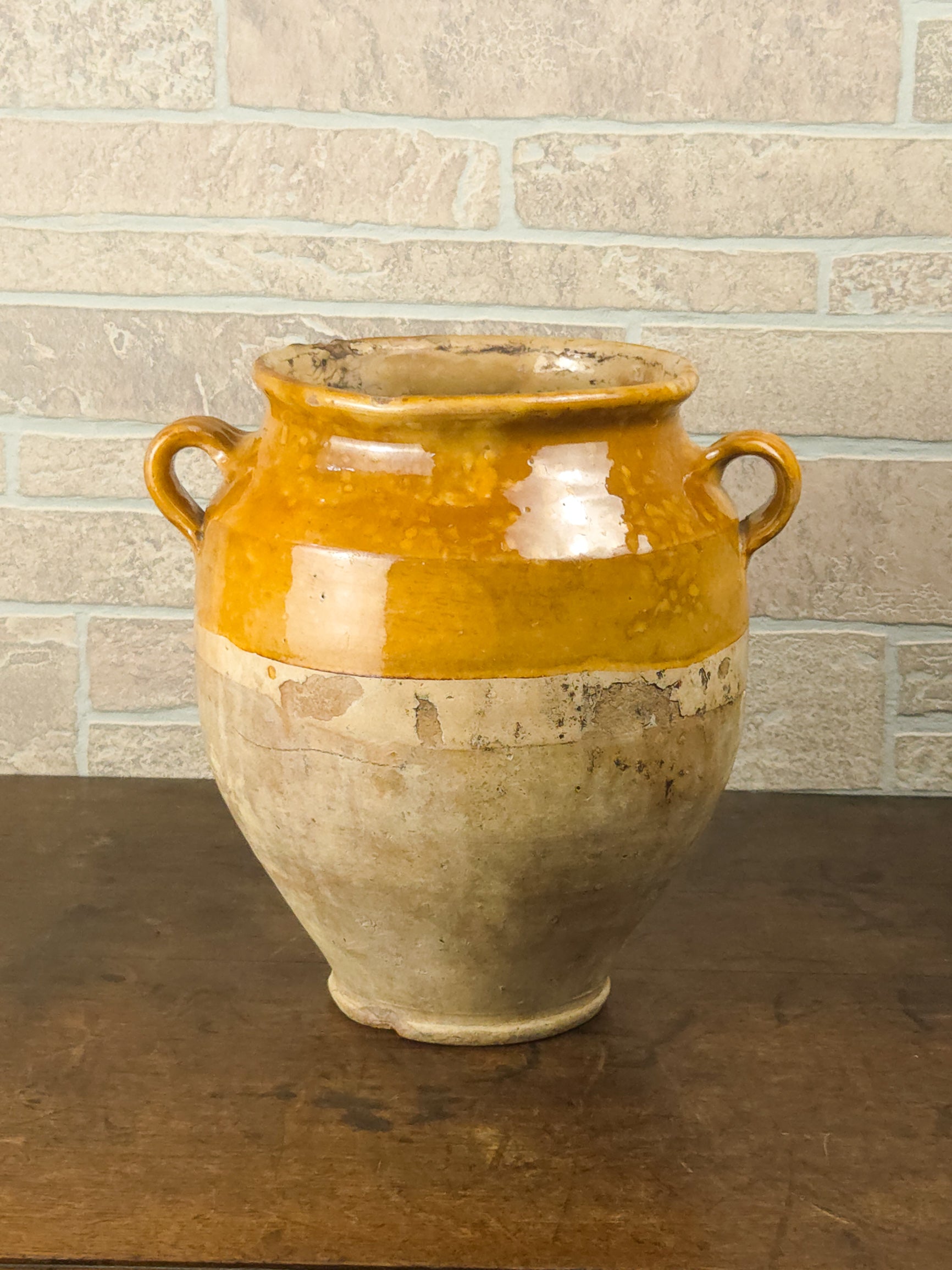 19th Century French Terracotta Confit Pot with Honey Glaze