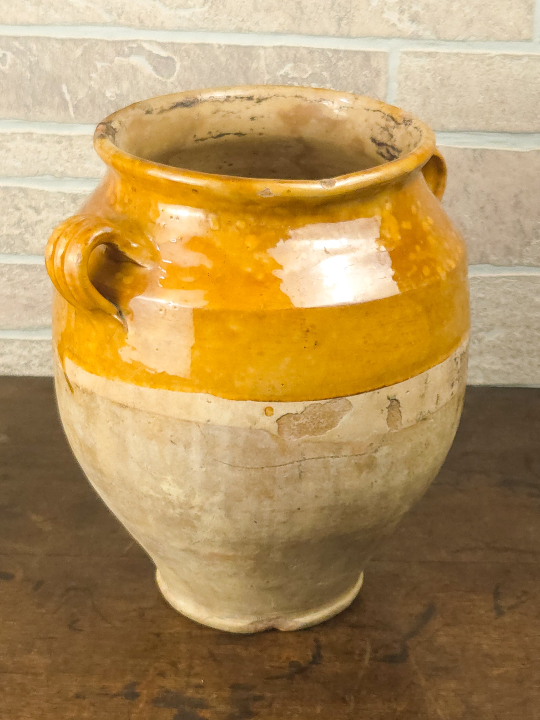 19th Century French Terracotta Confit Pot with Honey Glaze