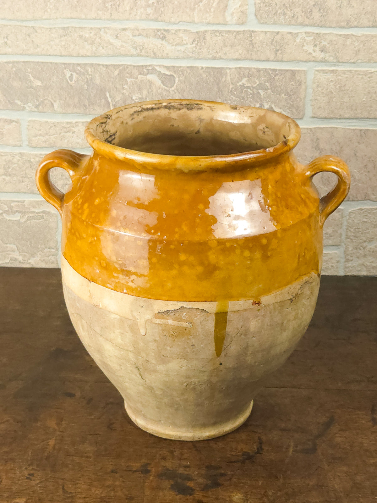 19th Century French Terracotta Confit Pot with Honey Glaze