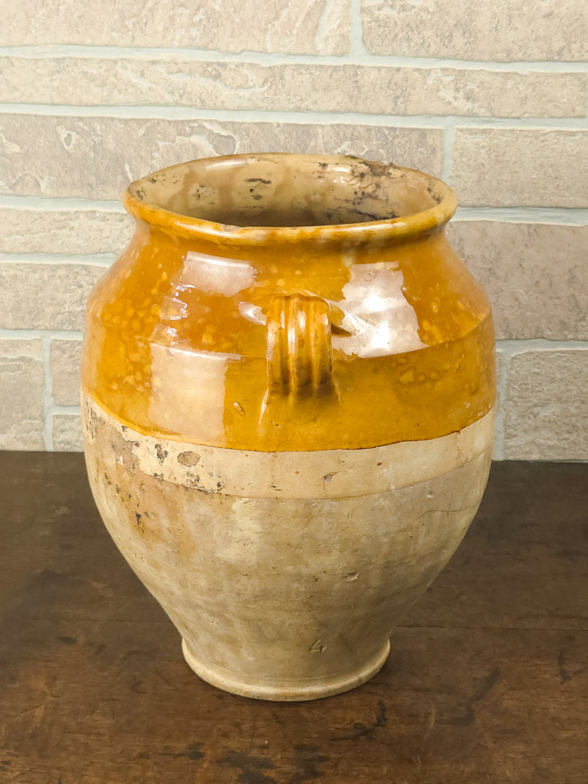 19th Century French Terracotta Confit Pot with Honey Glaze