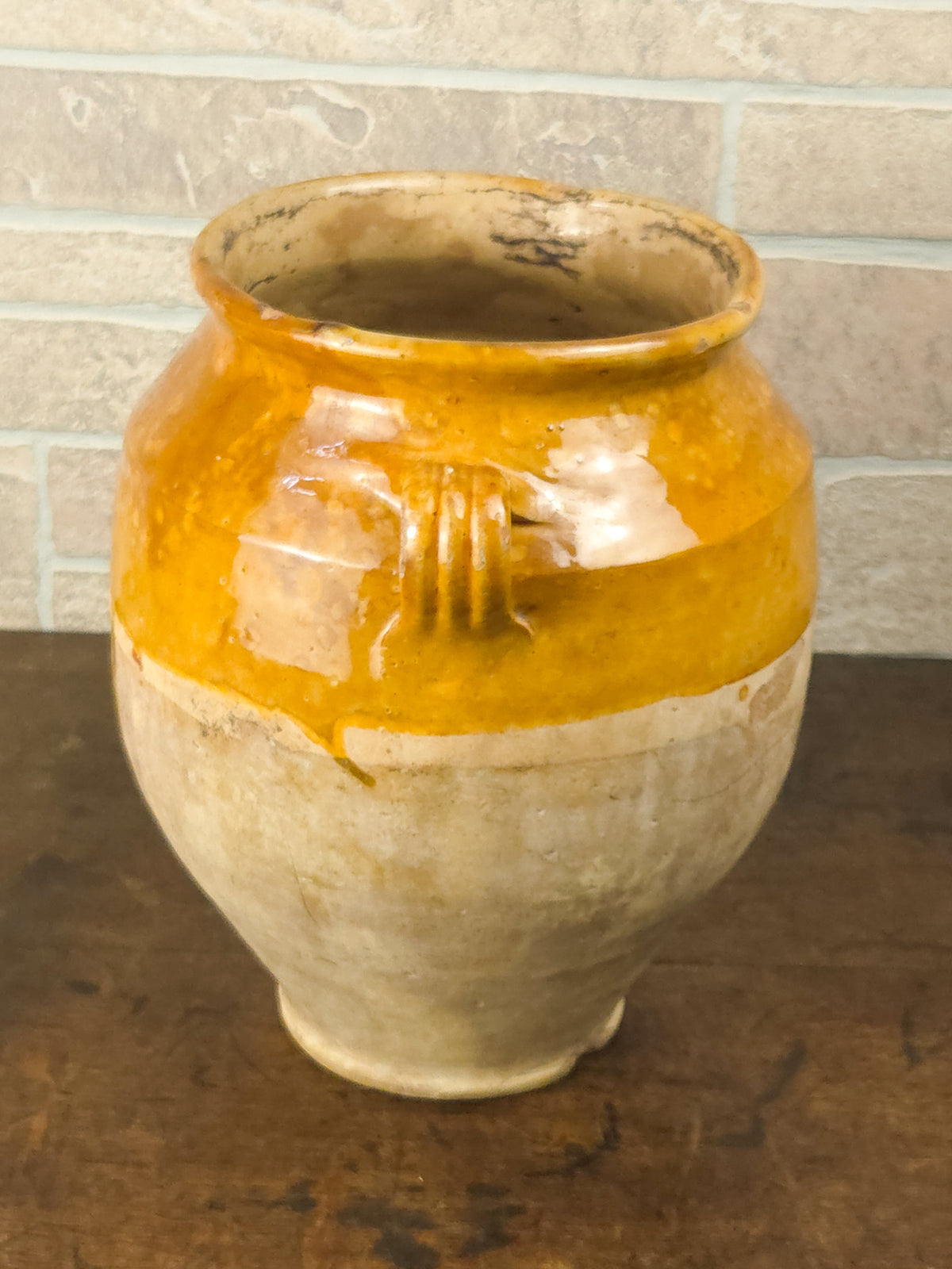19th Century French Terracotta Confit Pot with Honey Glaze