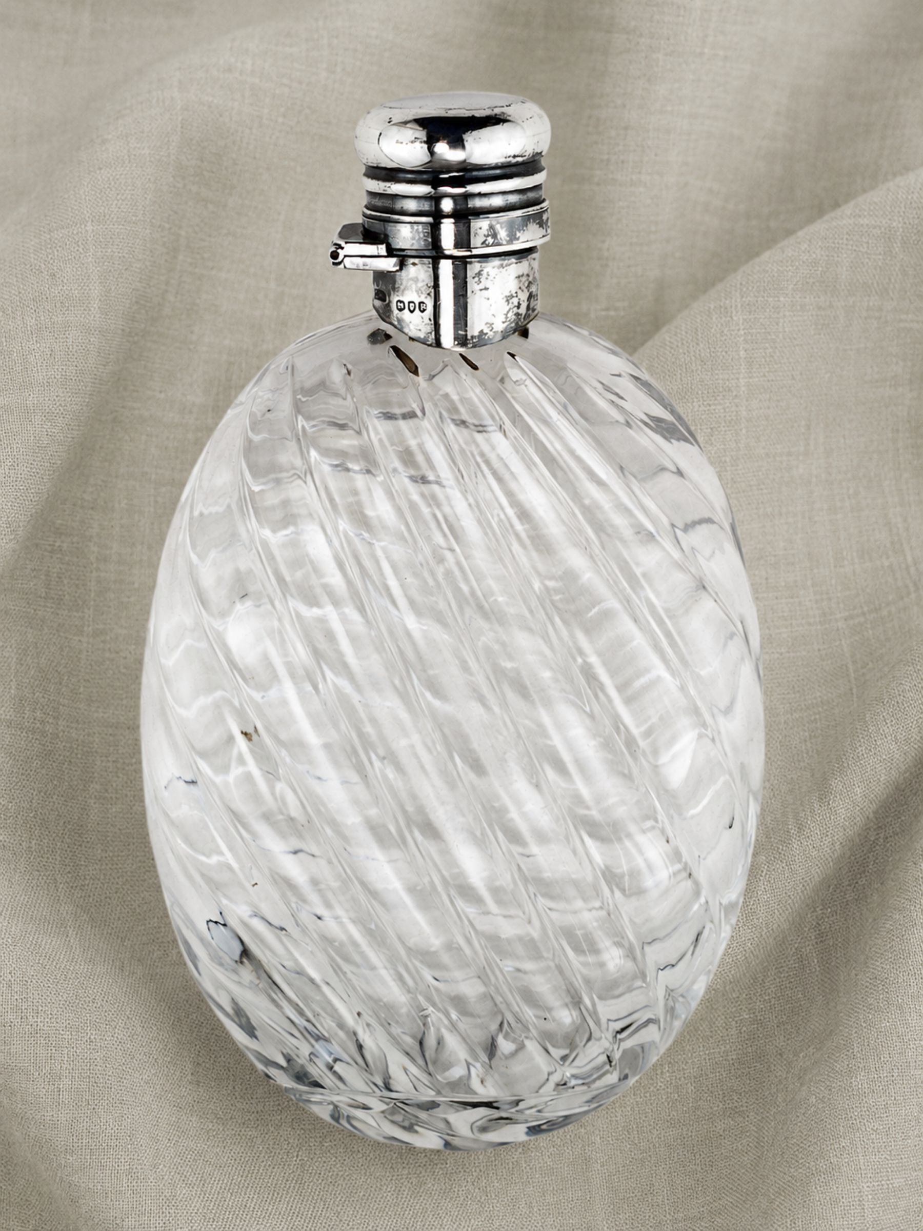 S. Mordan & Co. Sterling Silver & Ribbed Glass Flask, 1890–1891