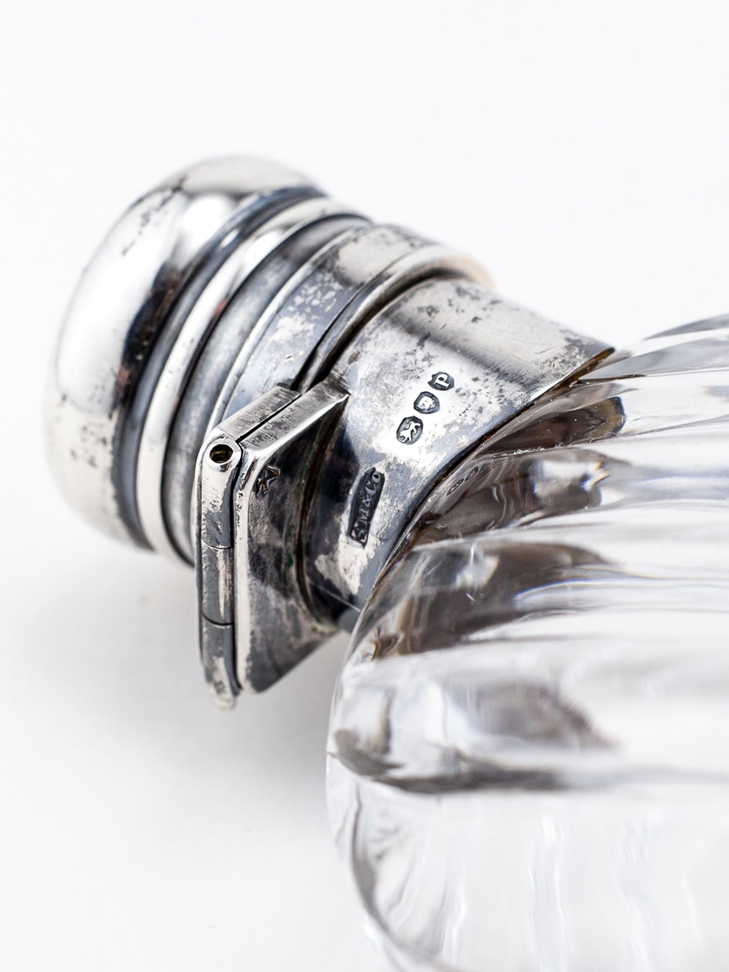 S. Mordan & Co. Sterling Silver & Ribbed Glass Flask, 1890–1891