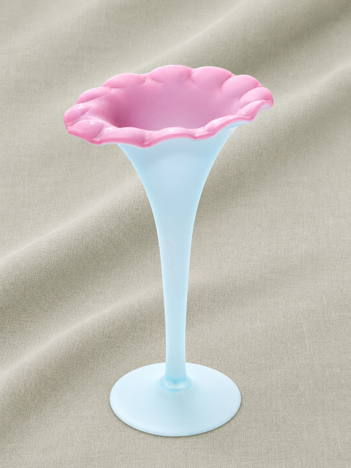 Antique Pairpoint Blue & Pink Satin Glass Trumpet Vase