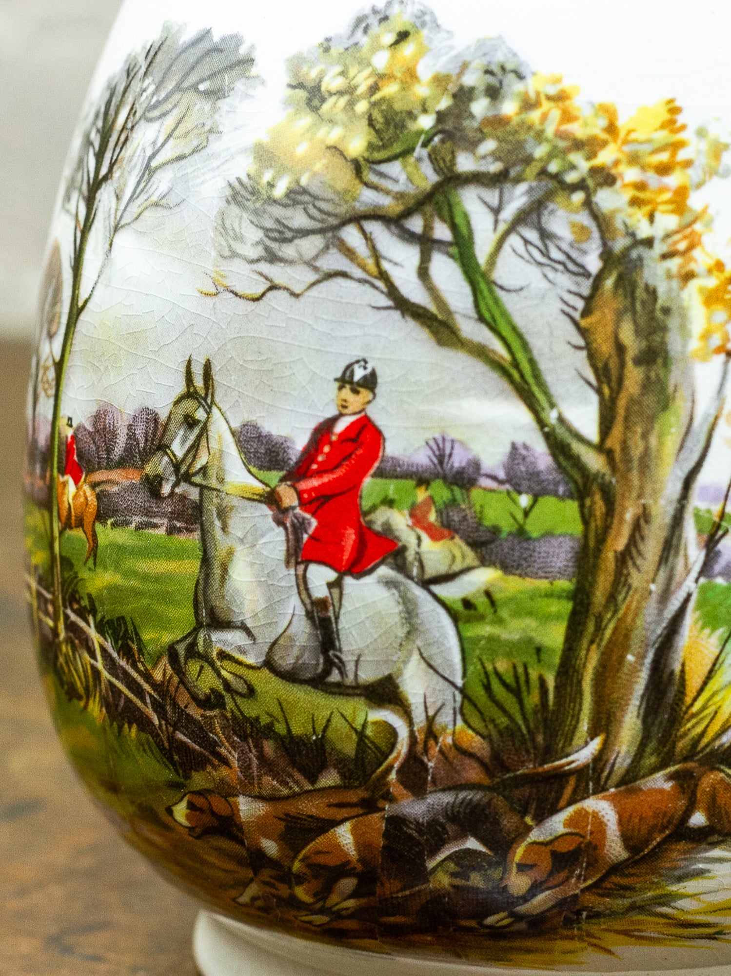 Vintage English Sadler Staffordshire Pottery Hunt Scene Porcelain Graduating Jugs, Set of 3