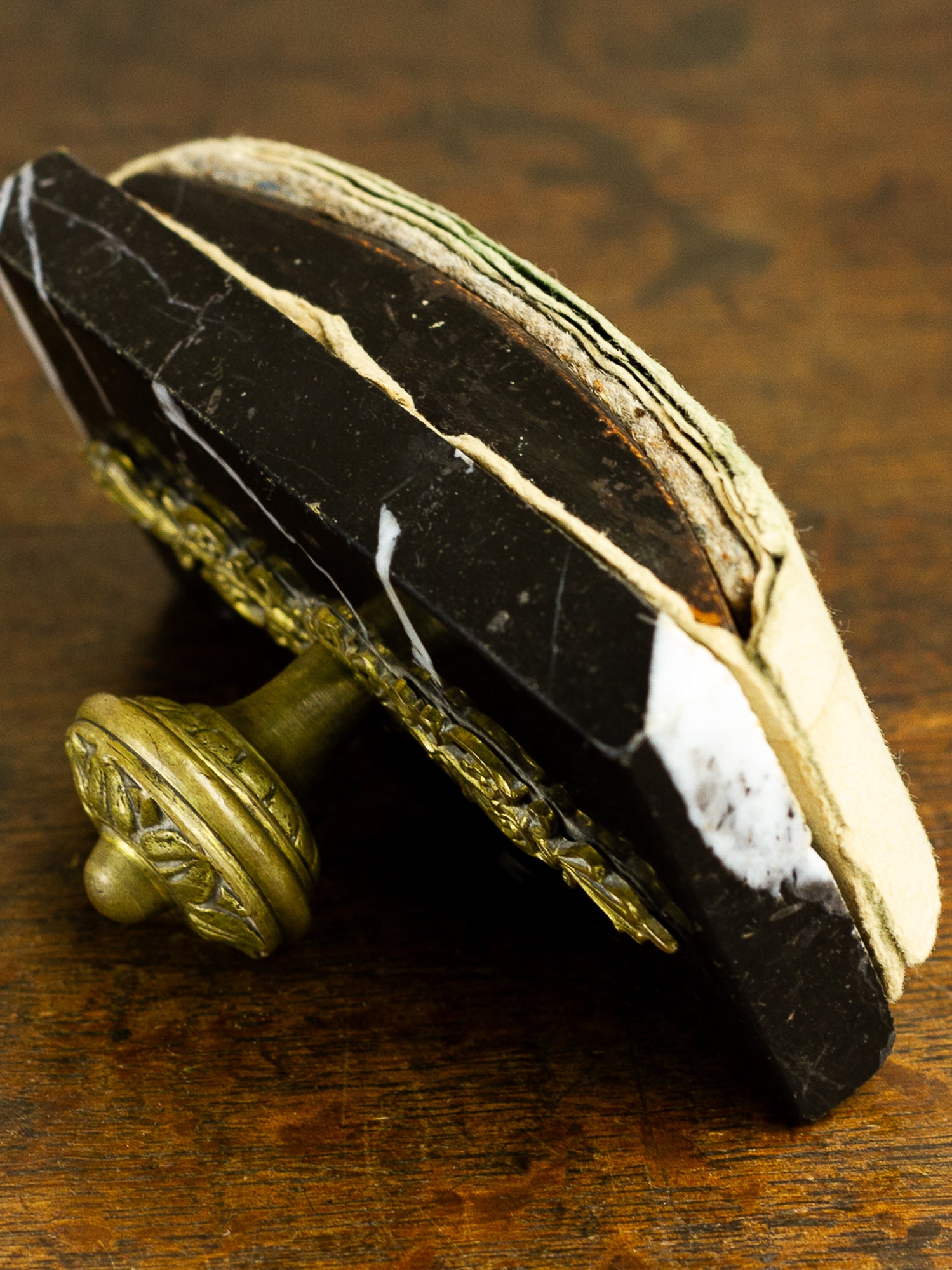 French Black Marble & Gilt Bronze Double Inkwell Desk Set