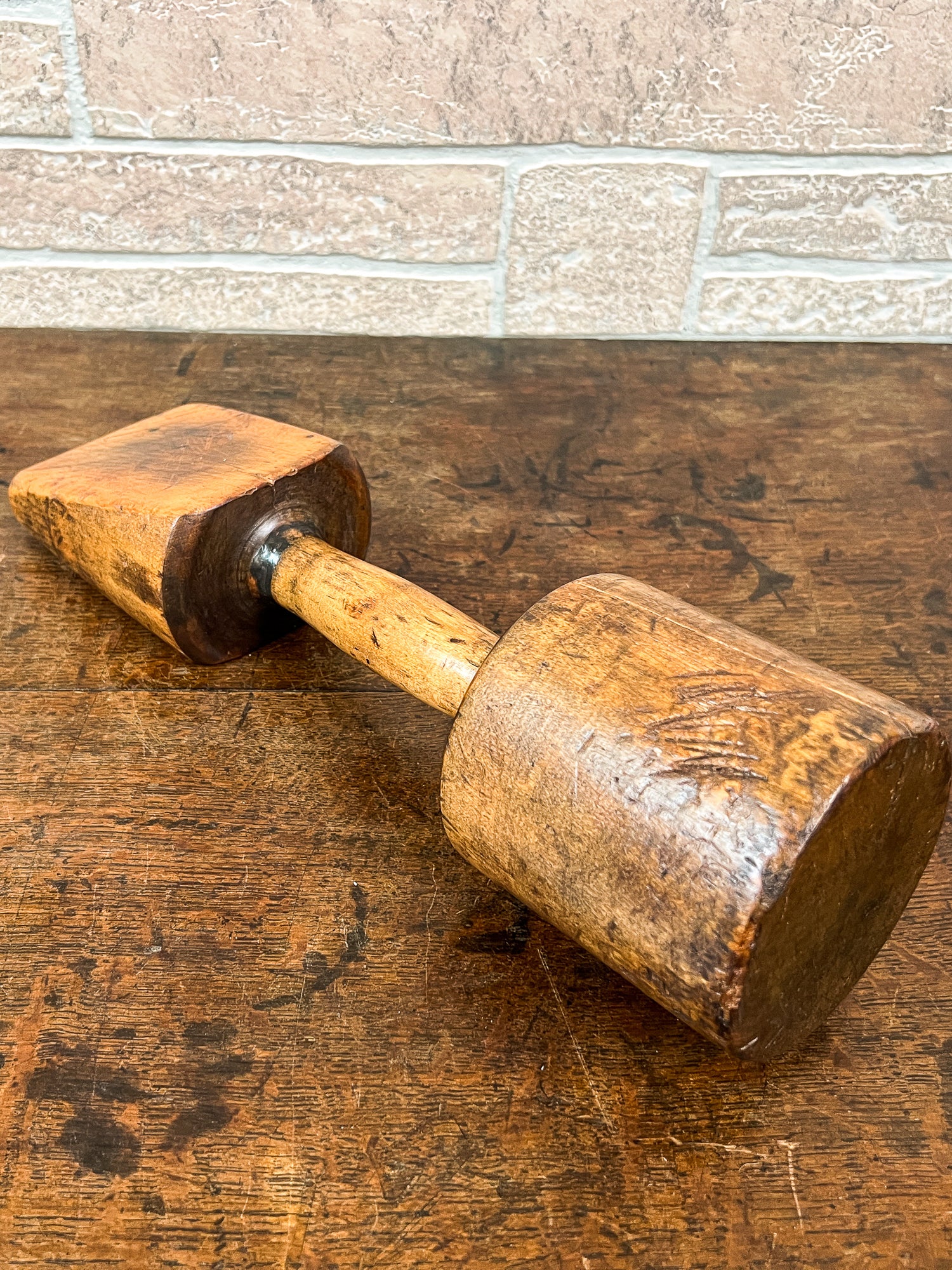 Antique Large Wooden Iron Foundry Sand Casting Tamper Tool