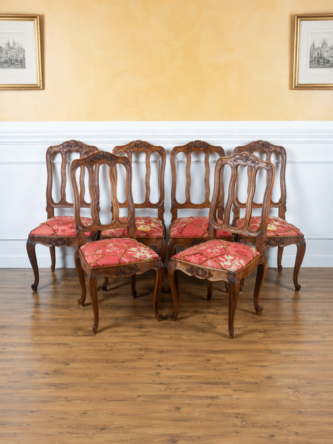 Late 19th Century Belgian Louis XV Style Carved Oak Dining Chairs, Set of Six