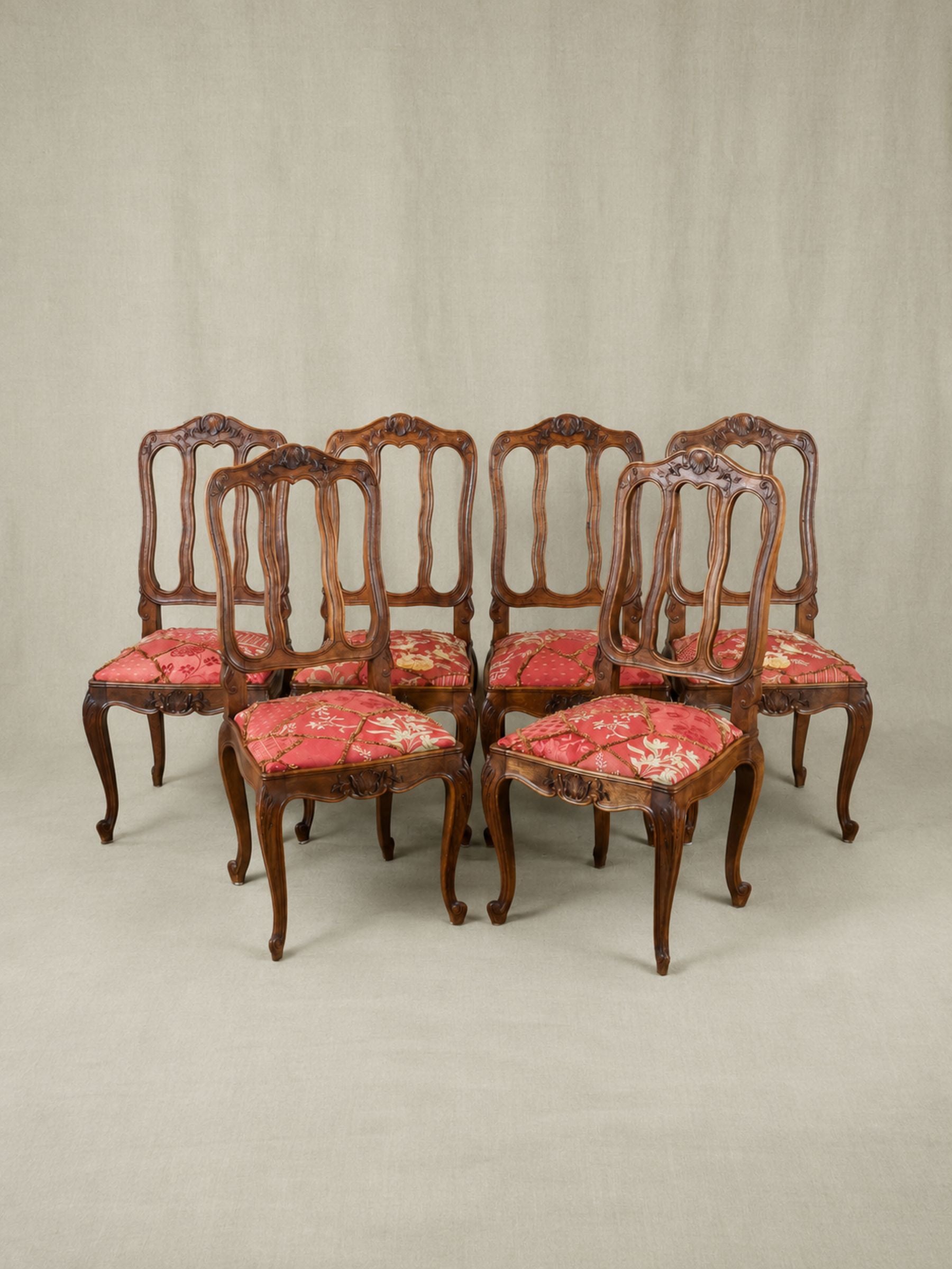 Late 19th Century Belgian Louis XV Style Carved Oak Dining Chairs, Set of Six