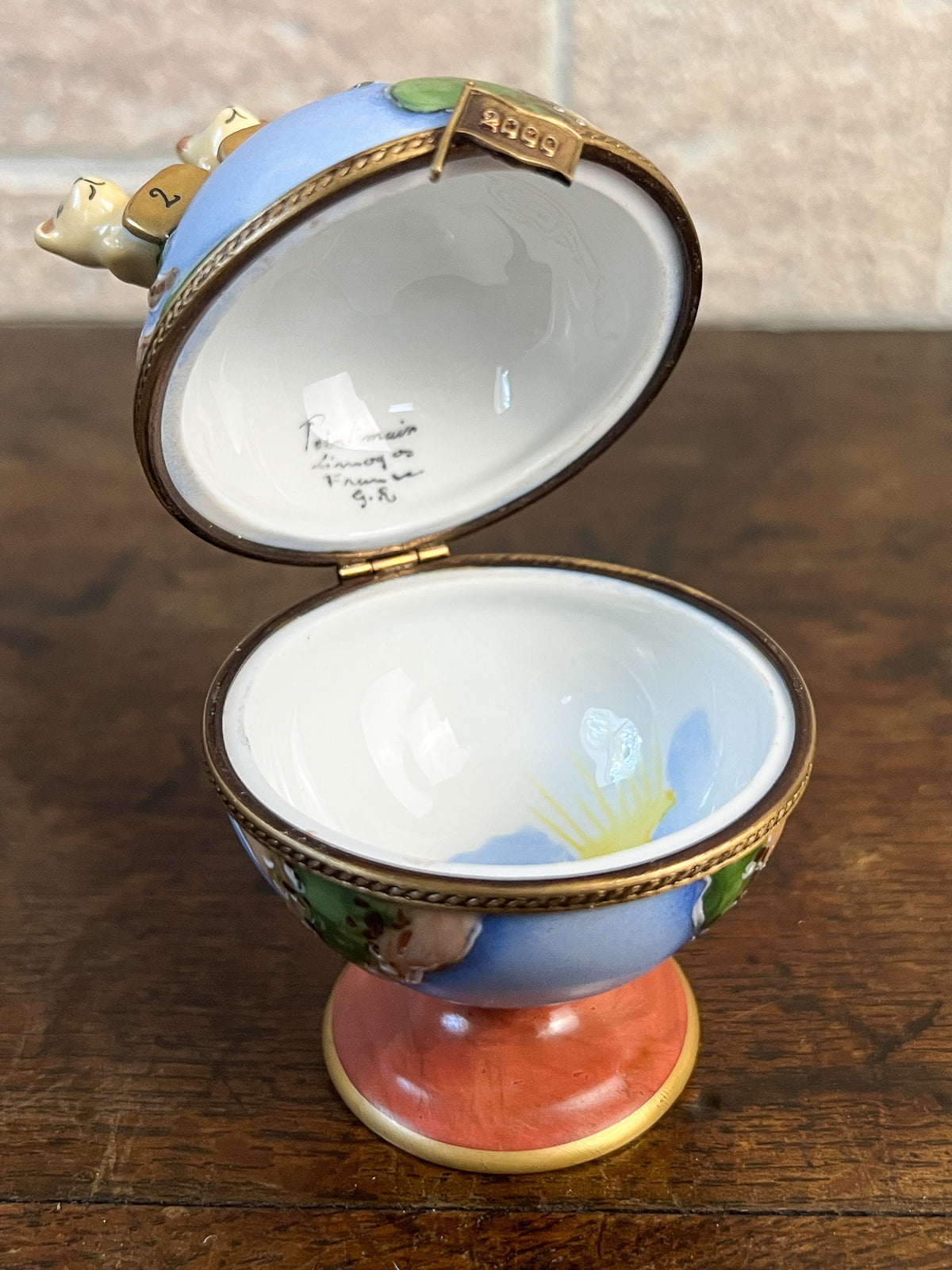 Gérard Ribierre Limoges Millennium Globe Trinket Box with Four Bears, 1999–2000