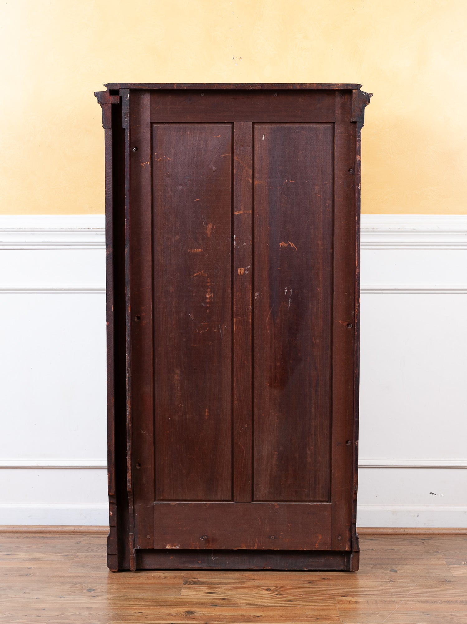 Antique Carved Mahogany Coat Closet Cupboard
