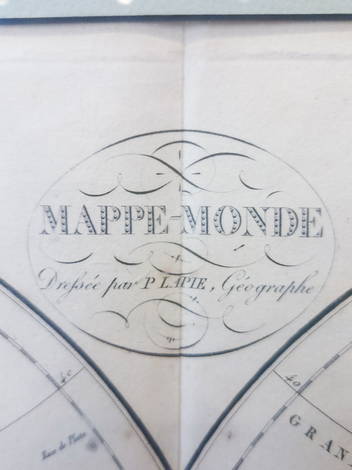 Antique Hand-Colored World Map by Pierre Lapie, 1816