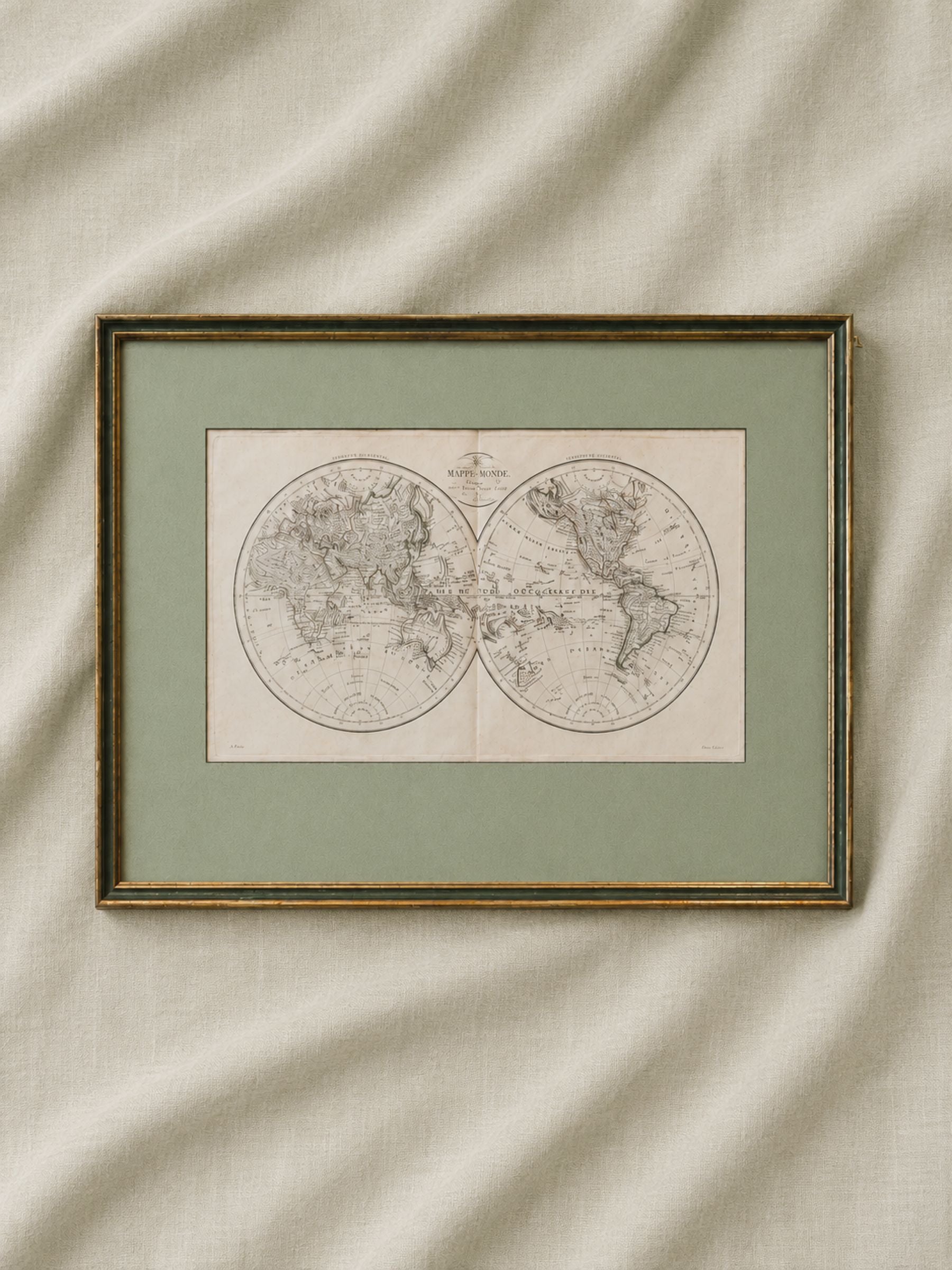 Antique Hand-Colored World Map by Pierre Lapie, 1816