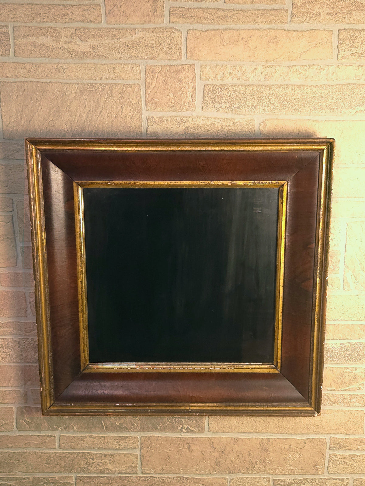 Antique Early 19th Century American Empire Mahogany Wall Mirror with Gesso & Gilt Decoration