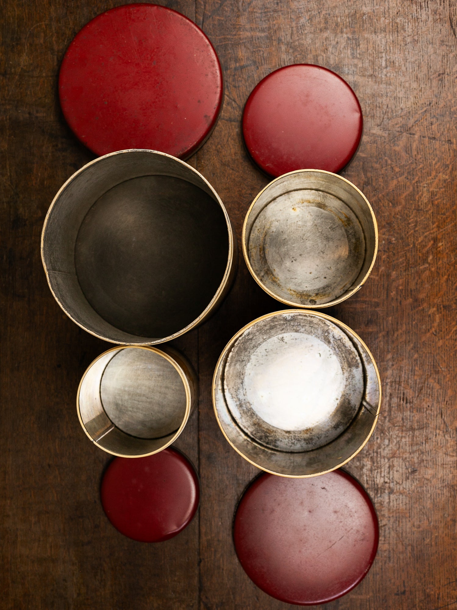 Set of Four Vintage Nesting Kitchen Canisters with Fruit Decoration