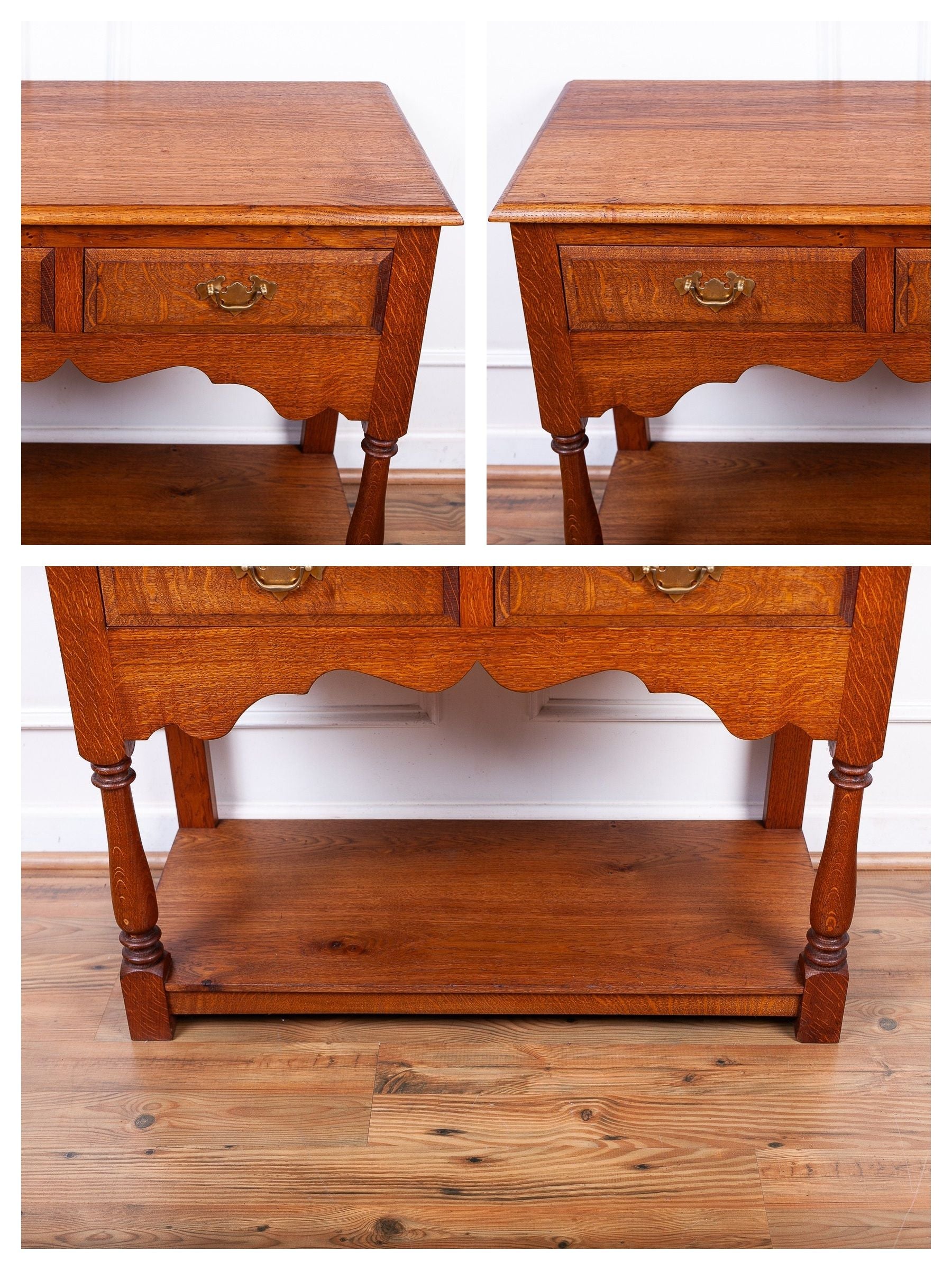 English Oak Server / Sideboard Table with Two Drawers