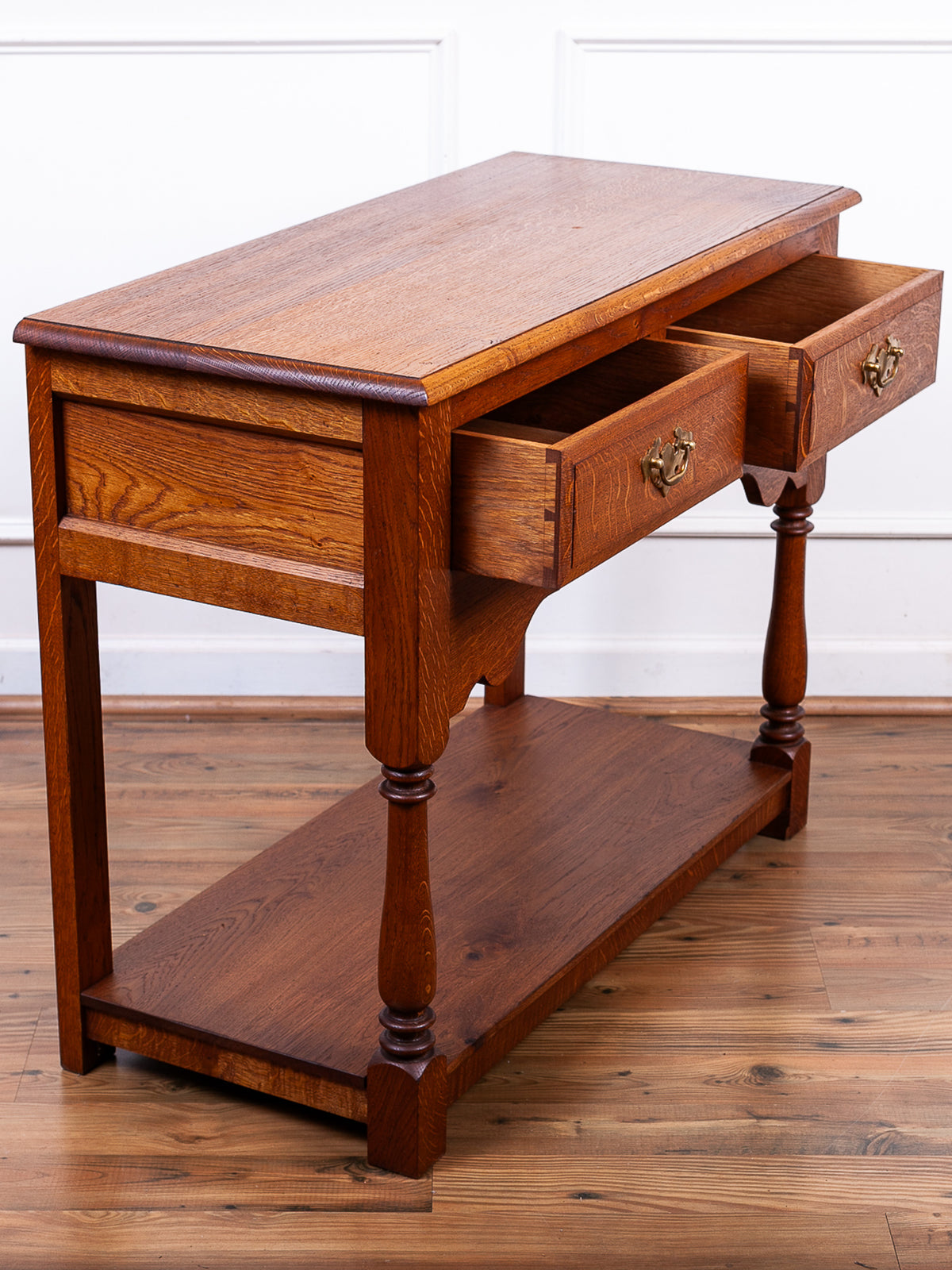 English Oak Server / Sideboard Table with Two Drawers