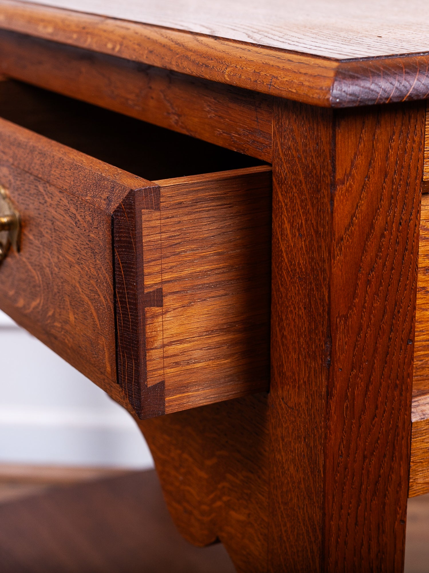 English Oak Server / Sideboard Table with Two Drawers