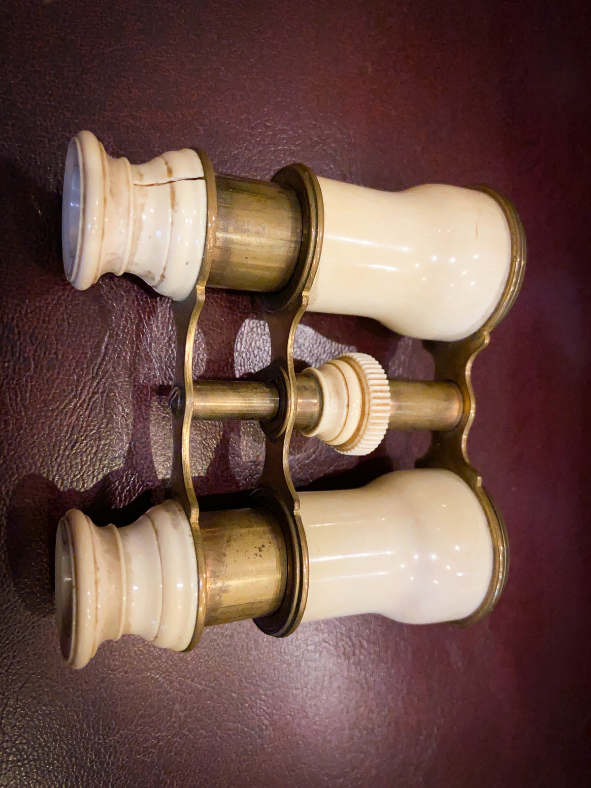 19th Century Brass & Bone Opera Glasses with Original Case