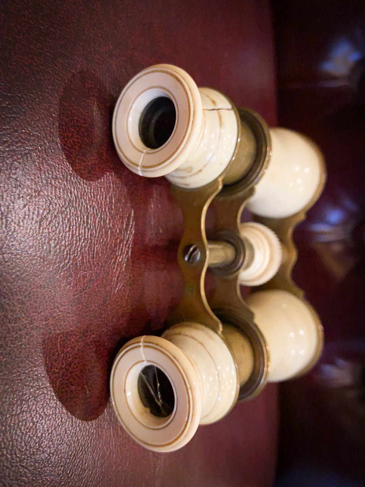 19th Century Brass & Bone Opera Glasses with Original Case