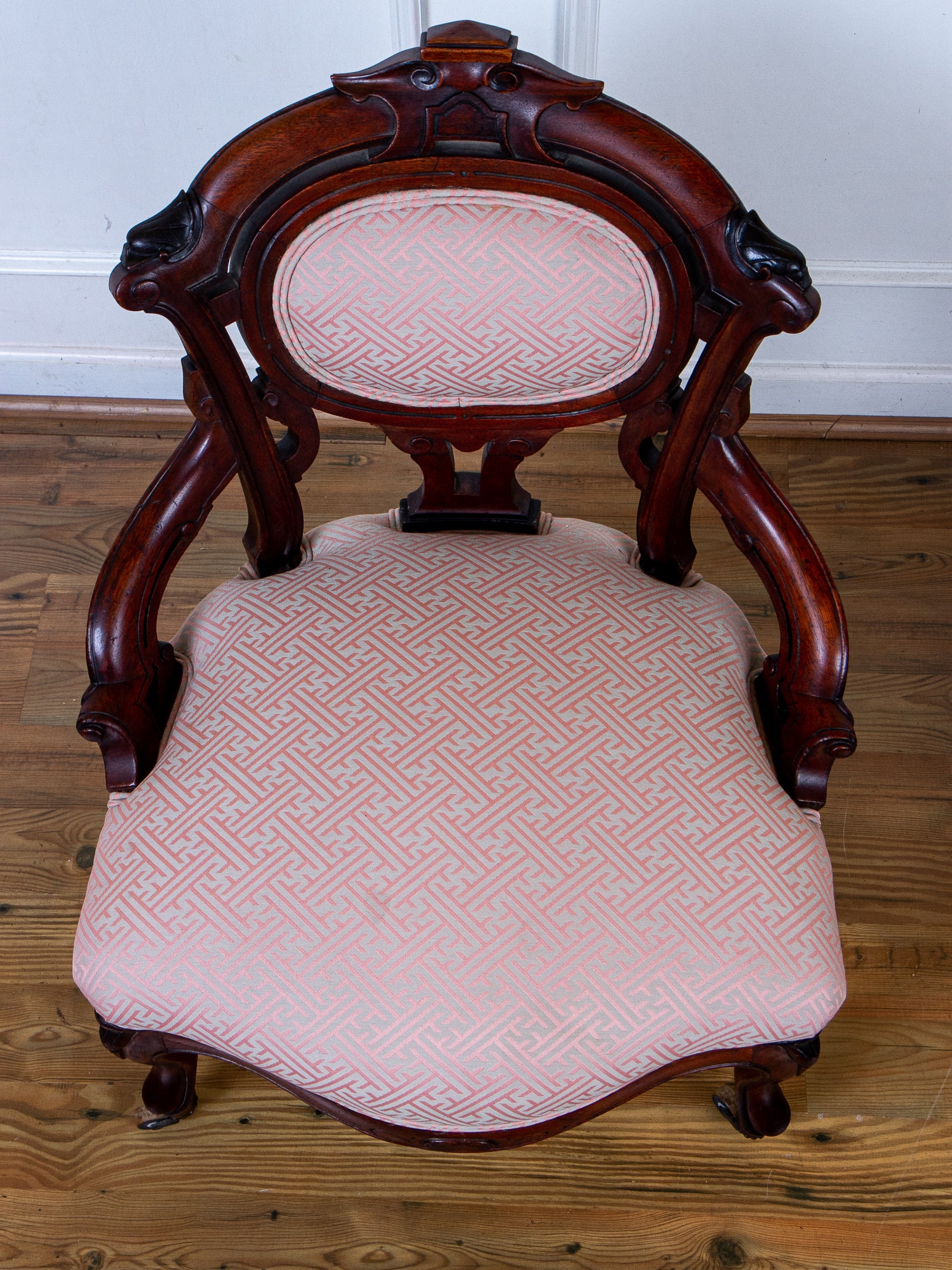 Pair of Antique Victorian Renaissance Revival Walnut Parlor Chairs