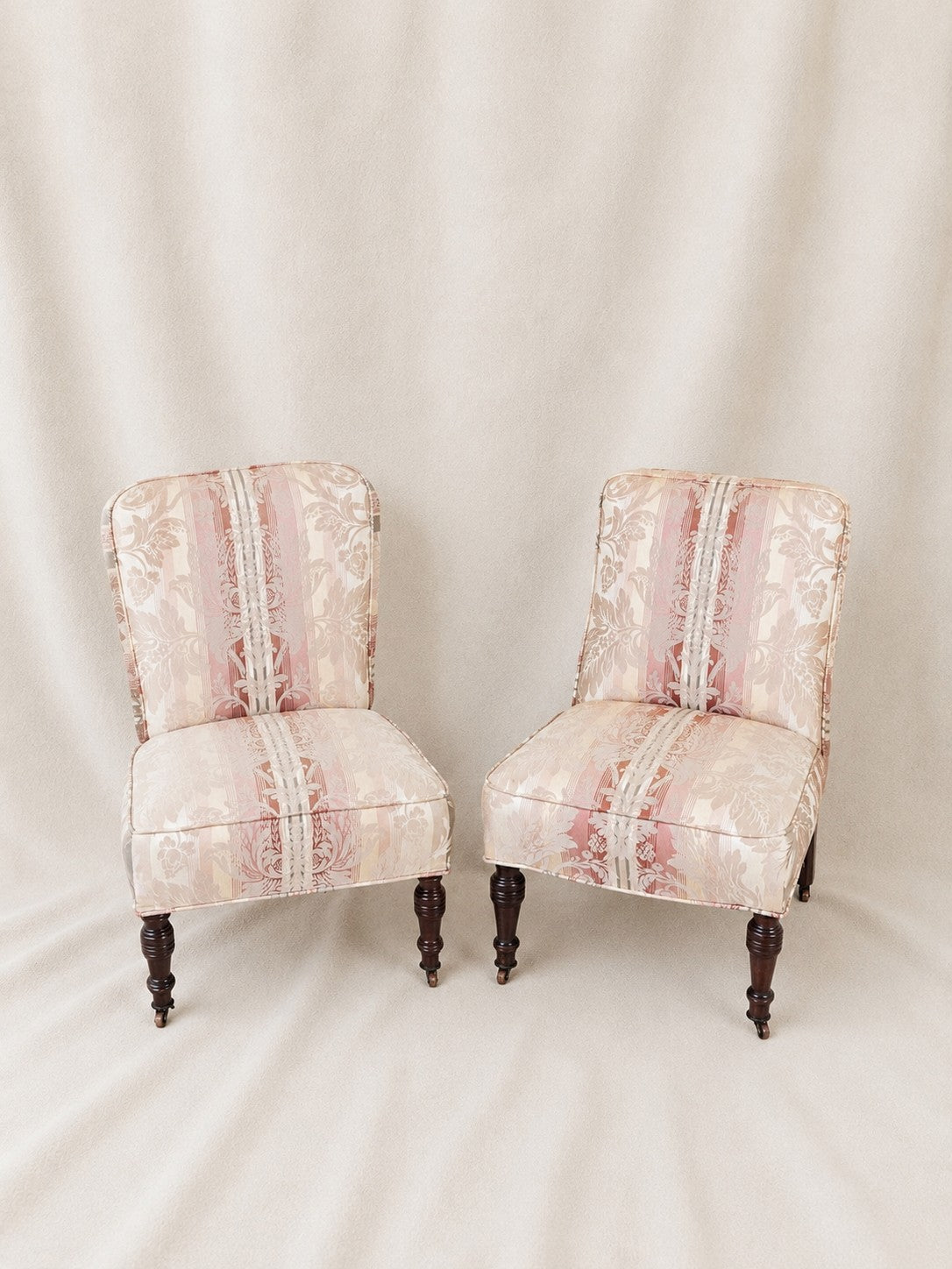 Pair of Antique Victorian Low Profile Bedroom or Parlor Chairs C.1880
