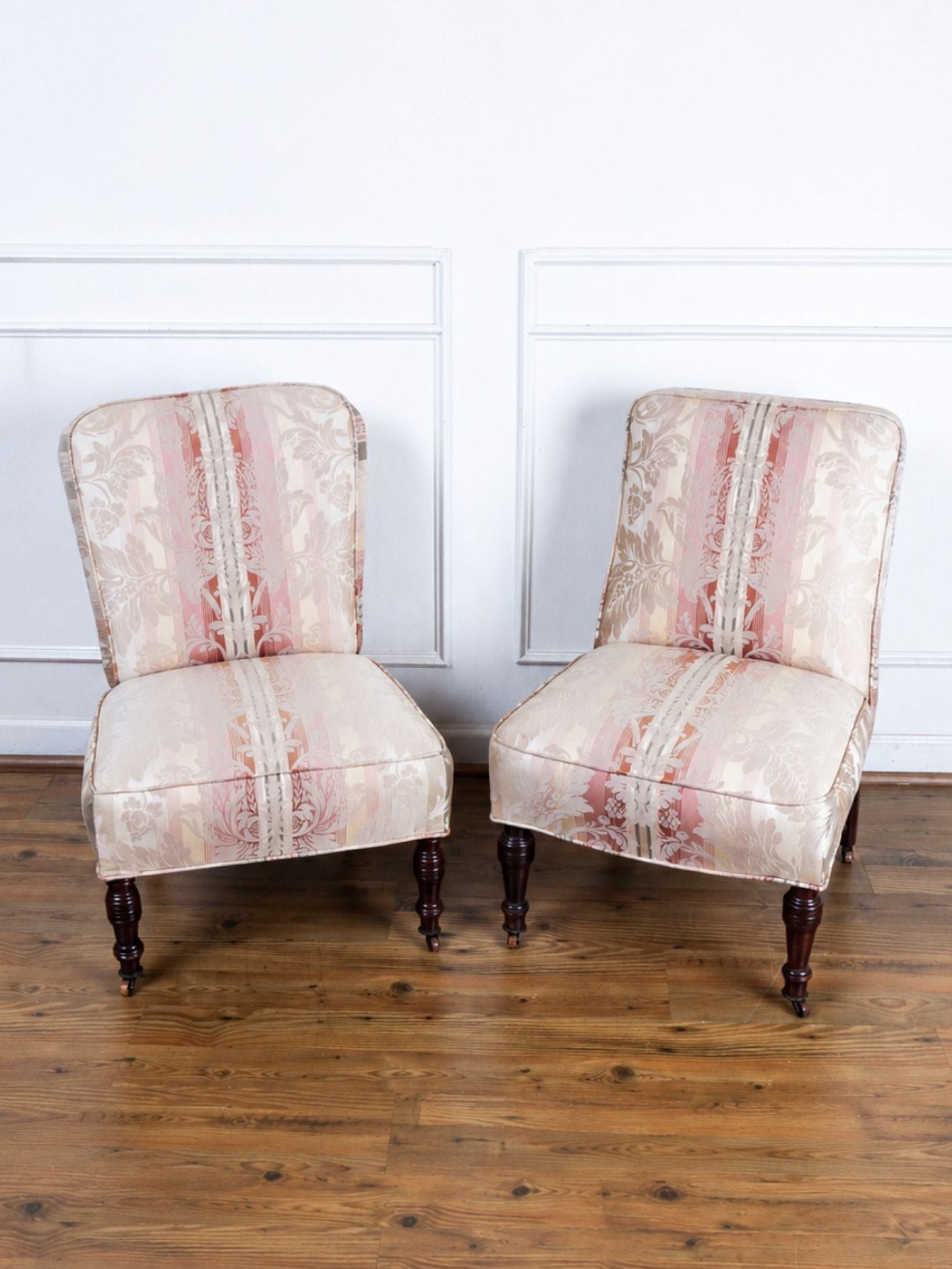 Pair of Antique Victorian Low Profile Bedroom or Parlor Chairs C.1880