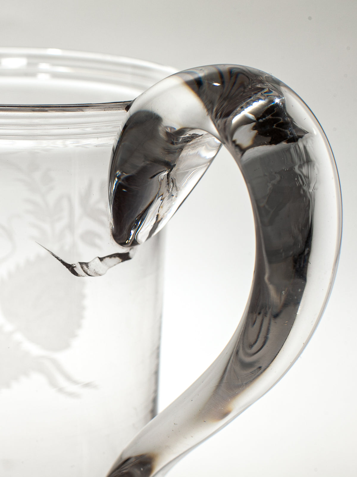 English Victorian Blown Glass Tankard, Monogrammed & Dated 1864