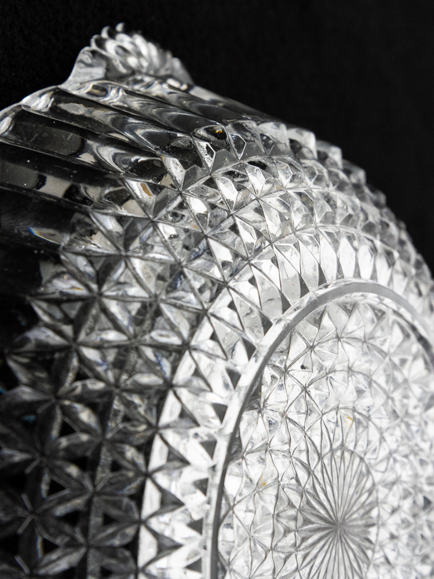 English Pressed Glass Serving Bowl with Fan Handles, Circa 1930