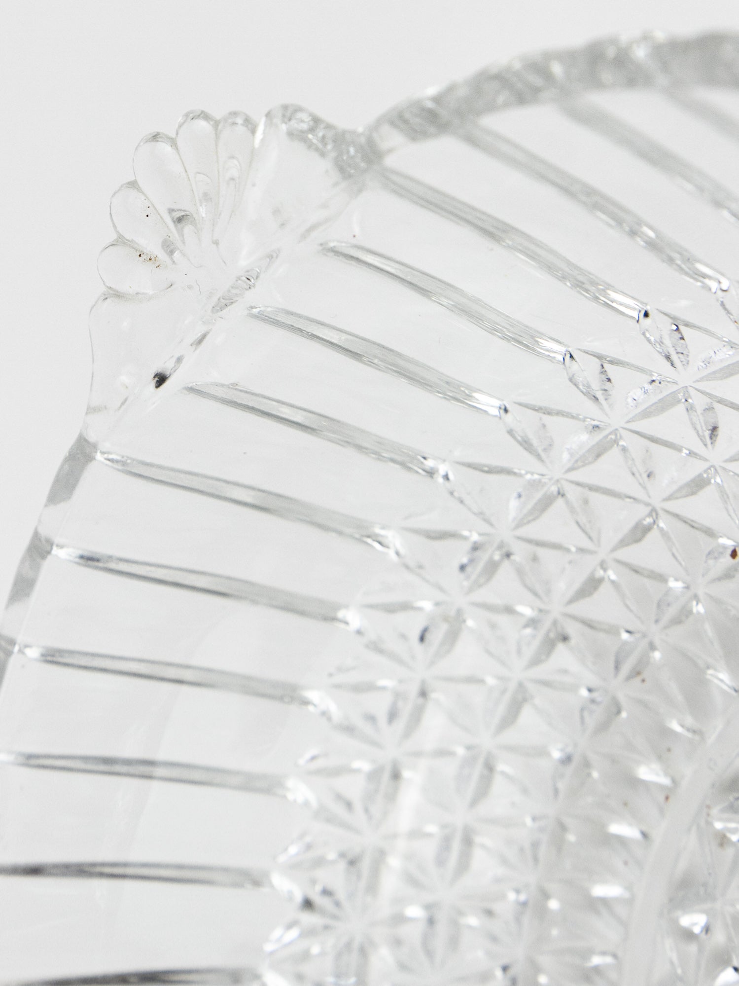English Pressed Glass Serving Bowl with Fan Handles, Circa 1930