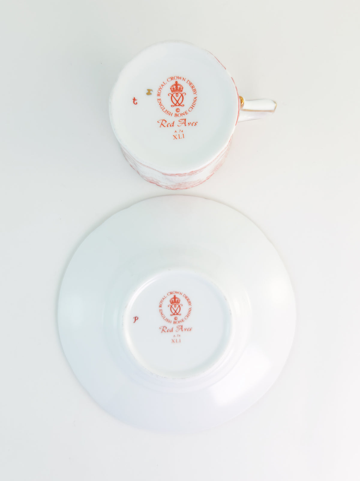Vintage 1978 Royal Crown Derby Red Aves Bone China Cup & Saucer – England