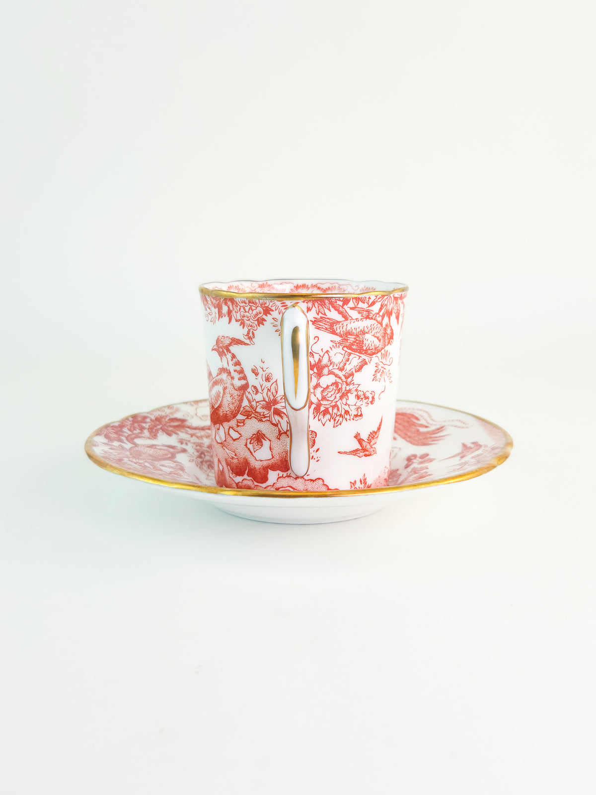 Vintage 1978 Royal Crown Derby Red Aves Bone China Cup & Saucer – England