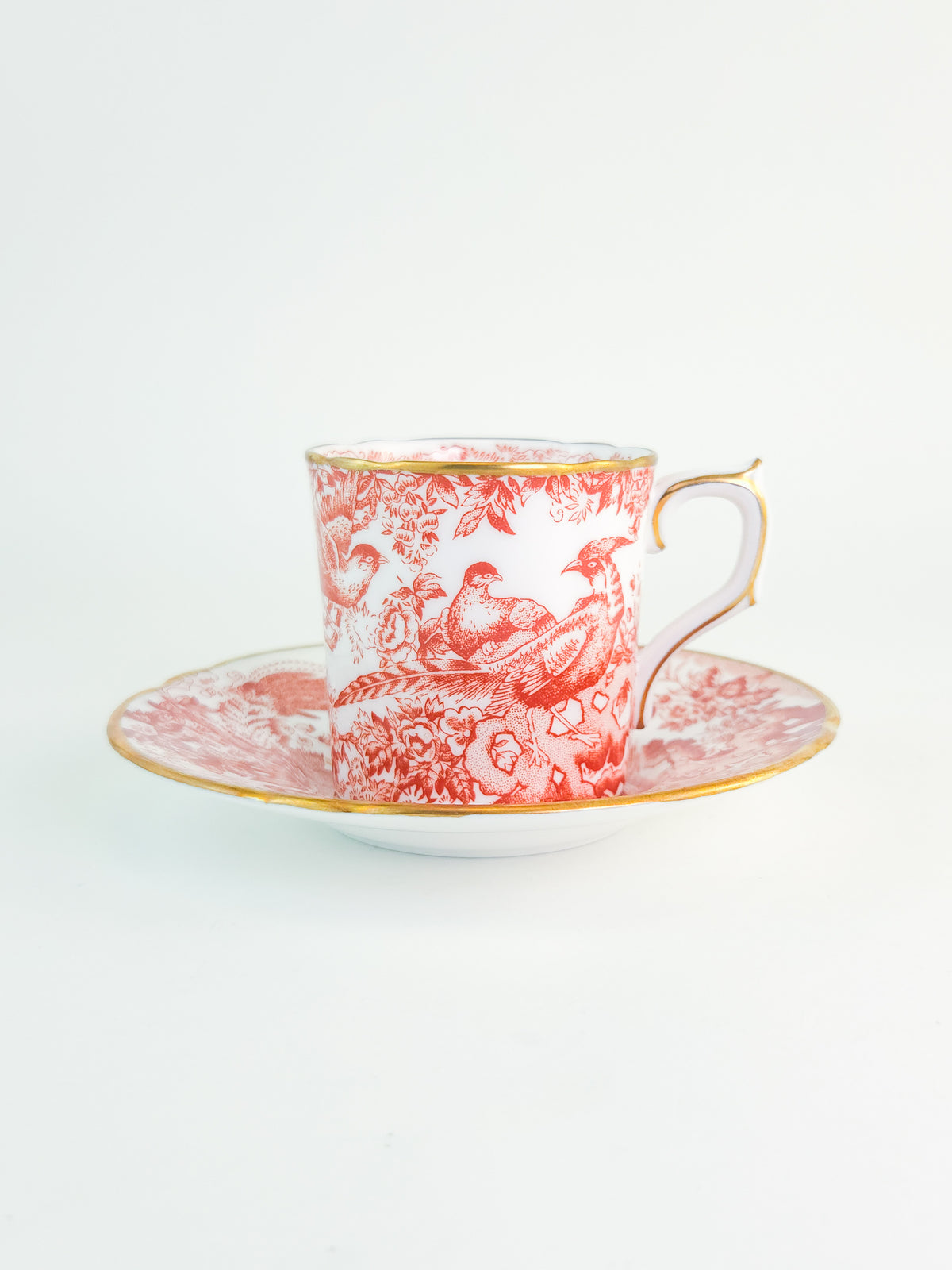 Vintage 1978 Royal Crown Derby Red Aves Bone China Cup & Saucer – England