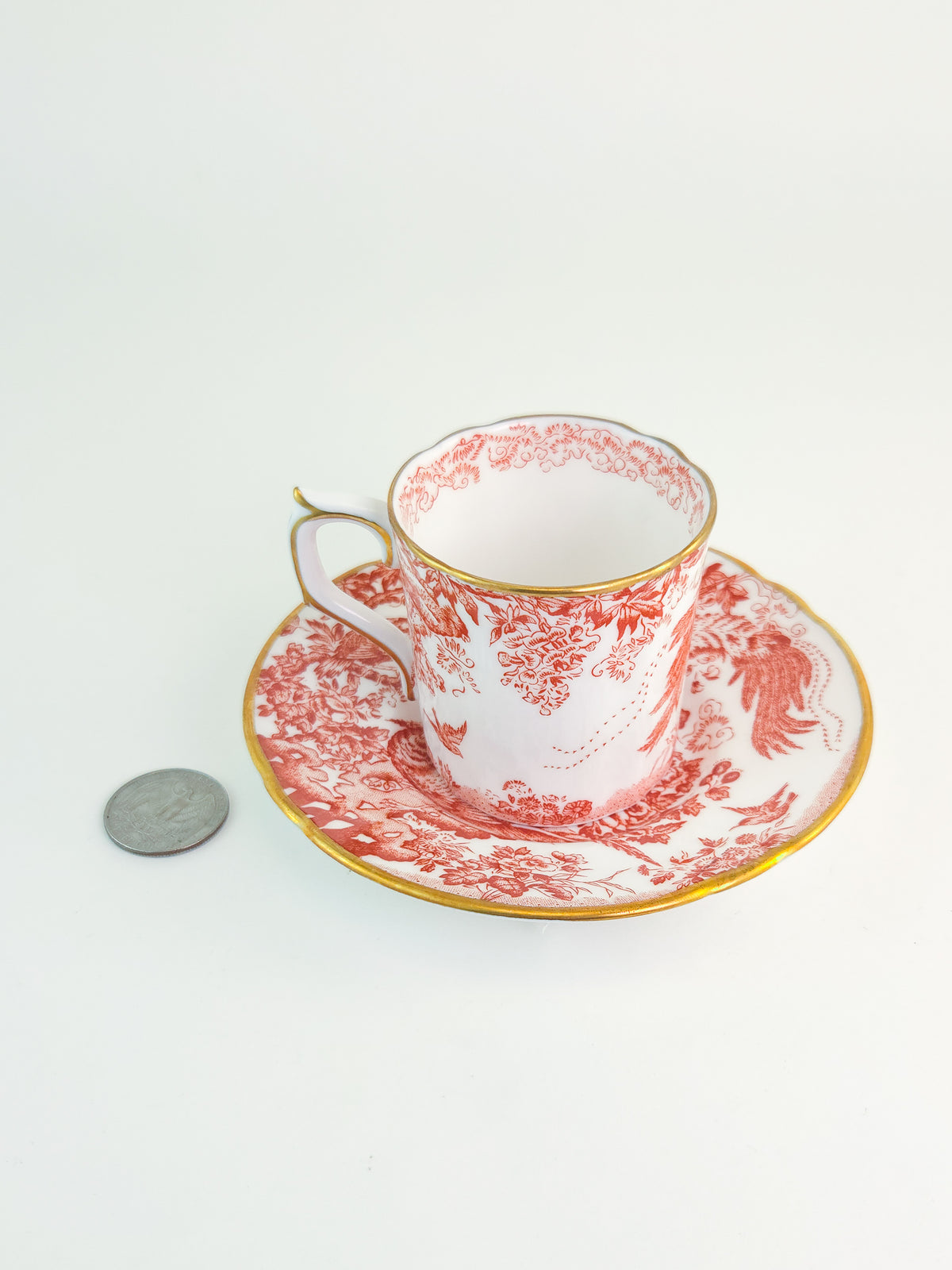 Vintage 1978 Royal Crown Derby Red Aves Bone China Cup & Saucer – England