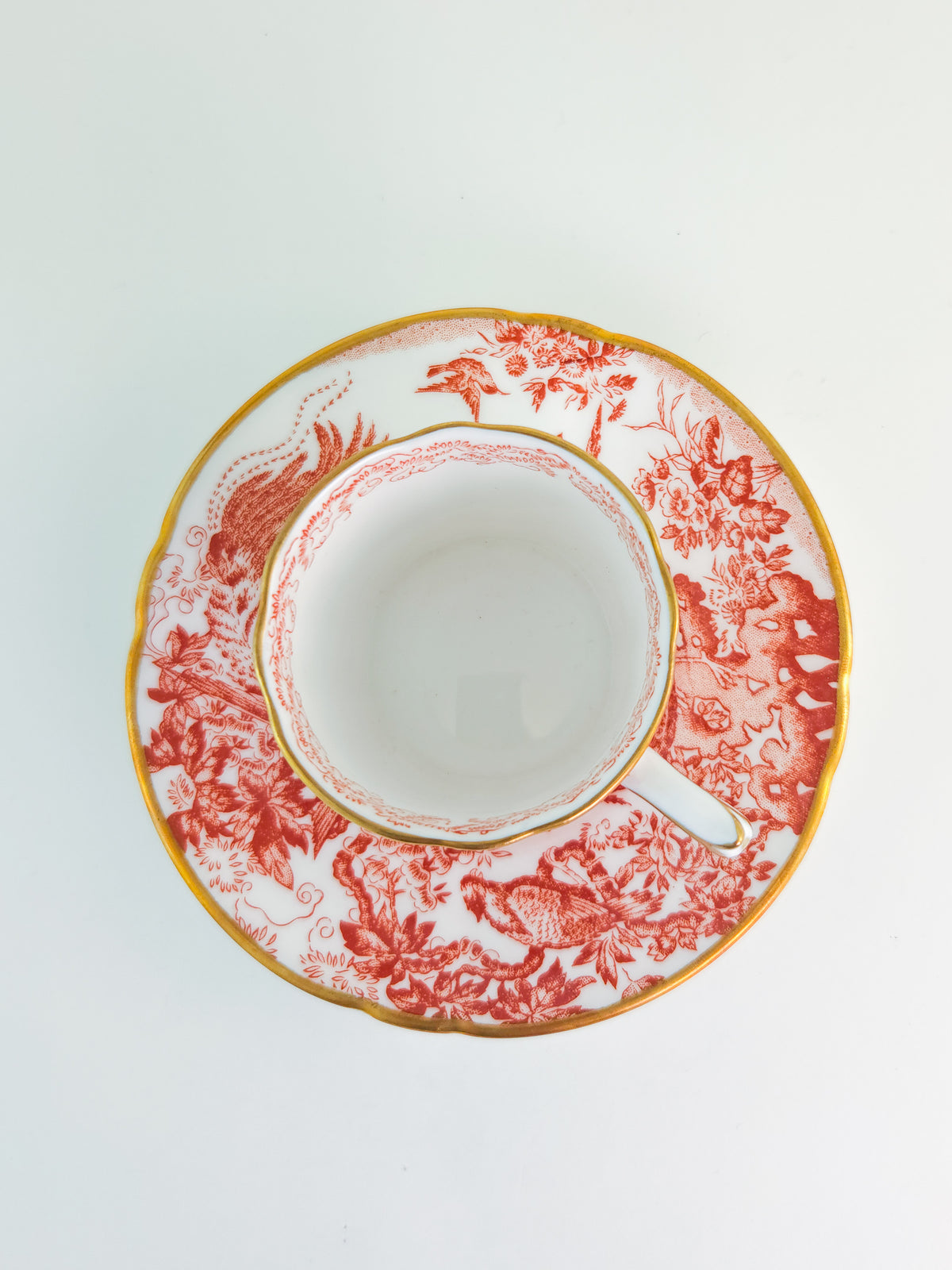 Vintage 1978 Royal Crown Derby Red Aves Bone China Cup & Saucer – England