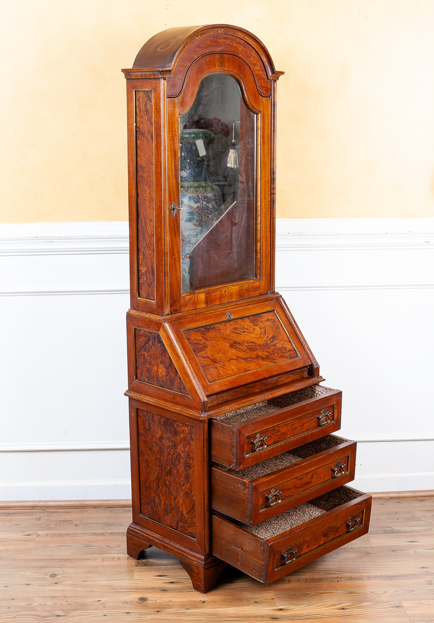 Italian Gentleman's Dresser with Secretary Desk and Mirror