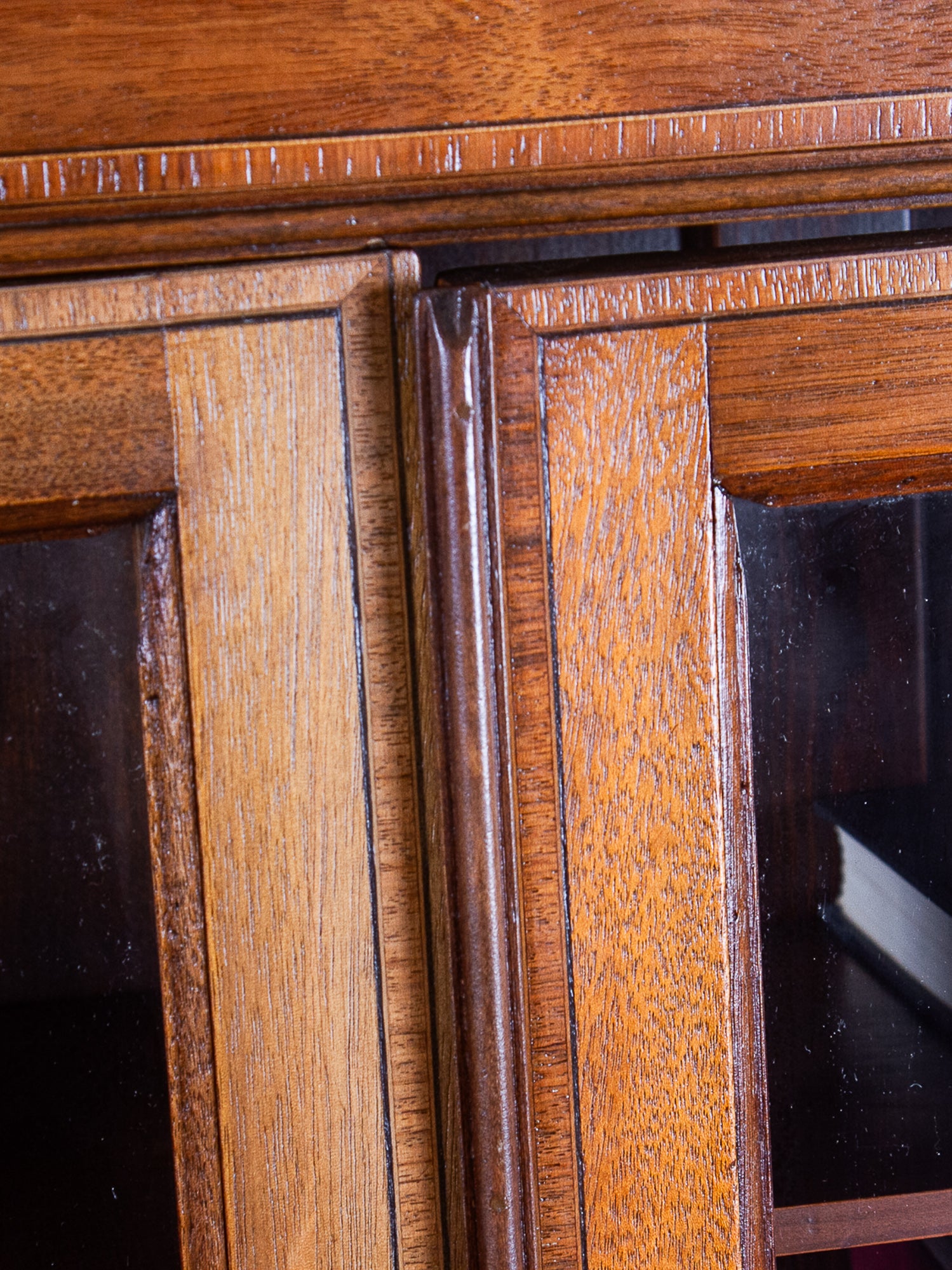 Edwardian Inlaid Mahogany Secretary Bookcase