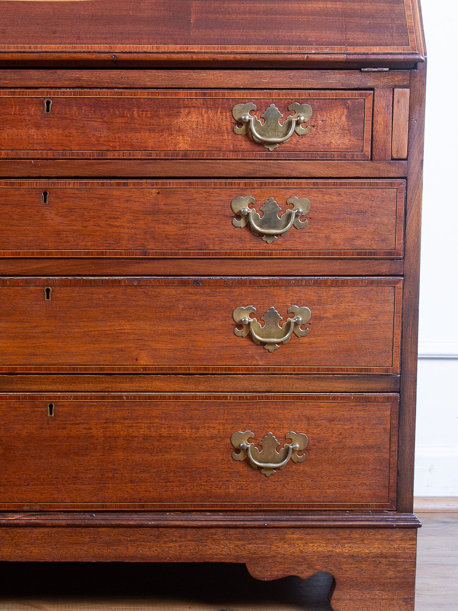 Edwardian Inlaid Mahogany Secretary Bookcase
