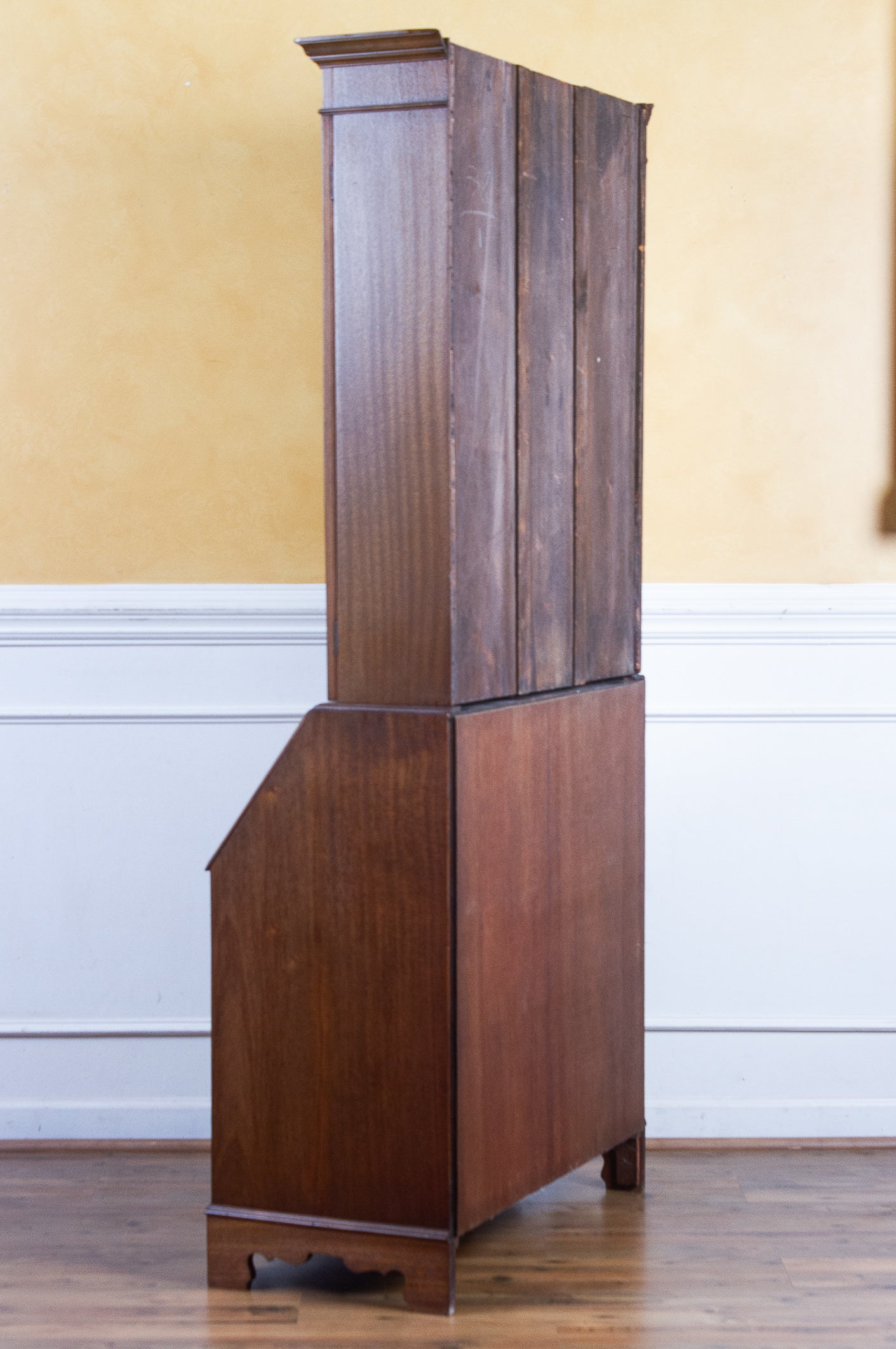 Edwardian Inlaid Mahogany Secretary Bookcase