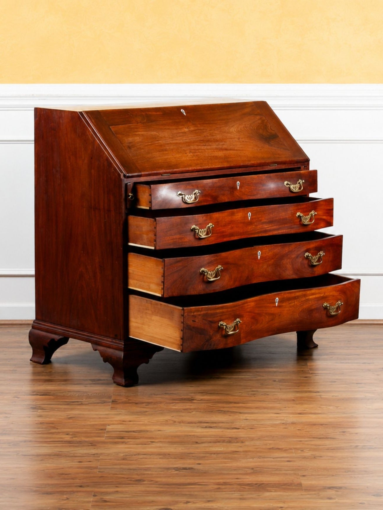 Early 19th Century American Chippendale Mahogany Slant-Front Desk, Dated 1804