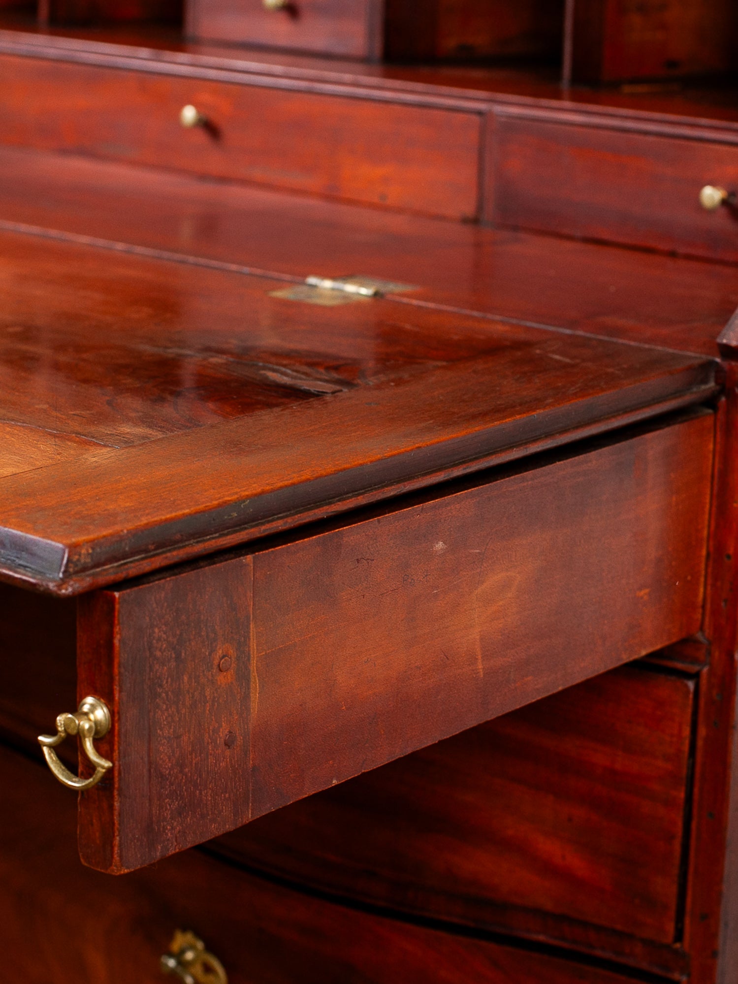 Early 19th Century American Chippendale Mahogany Slant-Front Desk, Dated 1804
