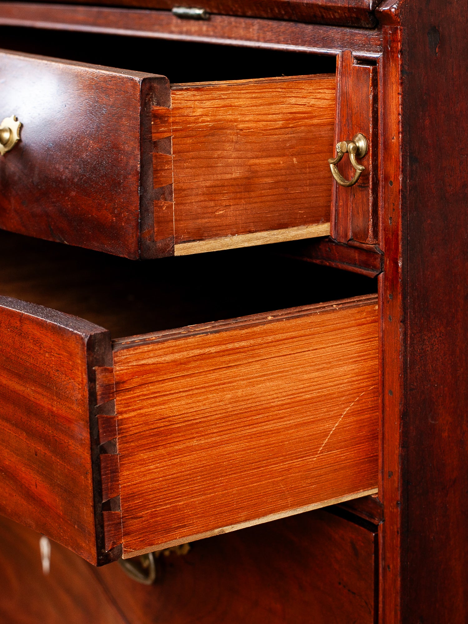 Early 19th Century American Chippendale Mahogany Slant-Front Desk, Dated 1804