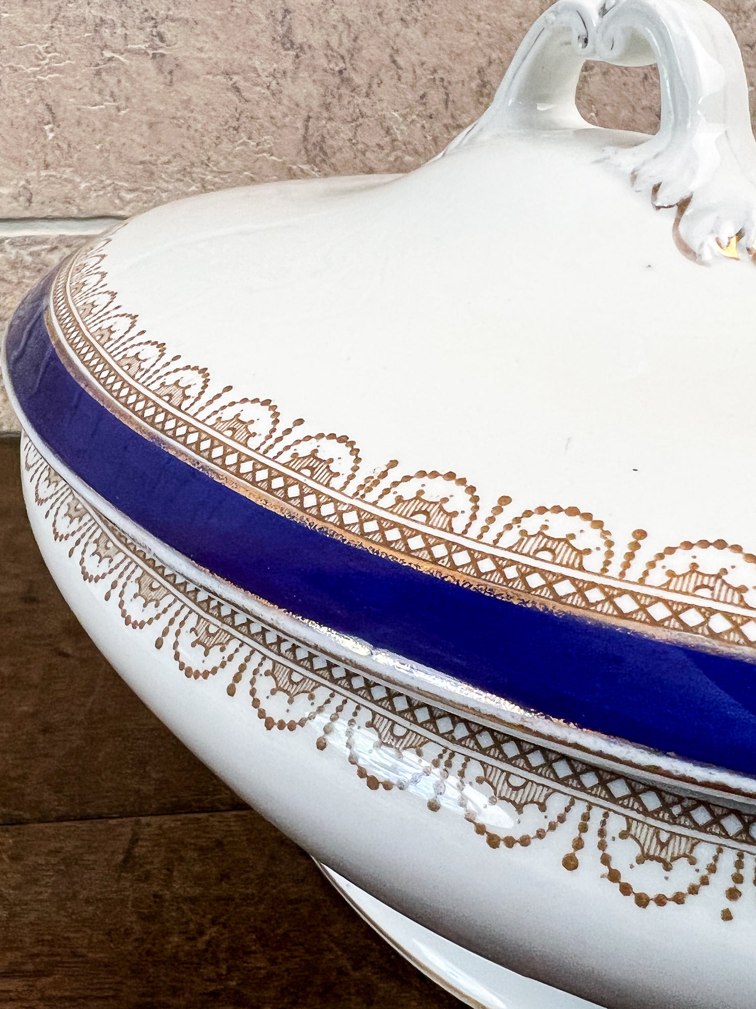 English Lidded Tureen with Cobalt Blue & Gold Decoration, circa 1910