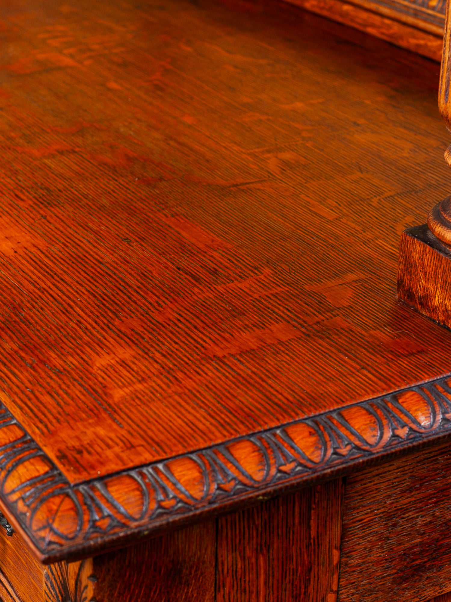 19th Century American Carved Oak Sideboard with Mirror