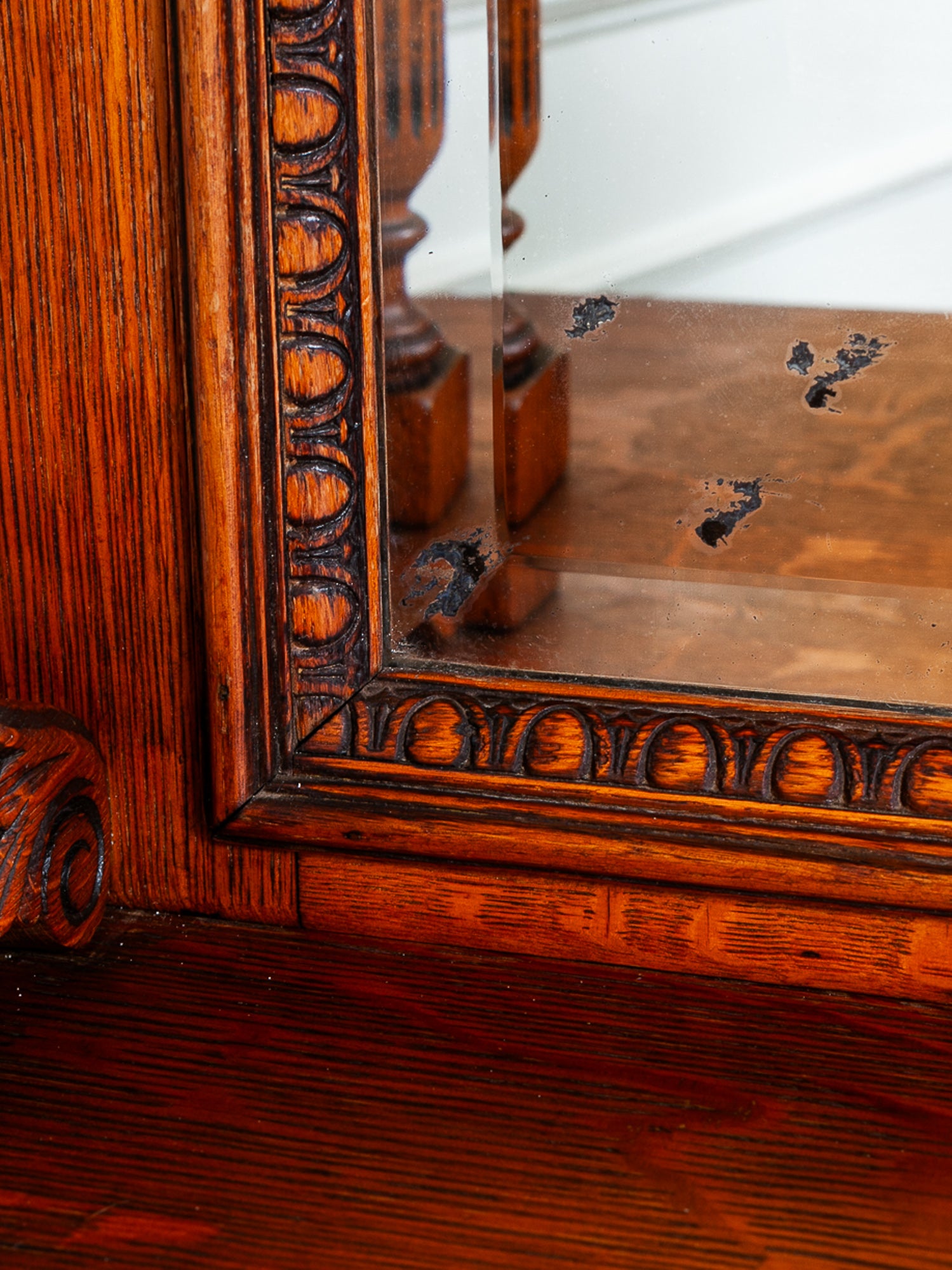 19th Century American Carved Oak Sideboard with Mirror