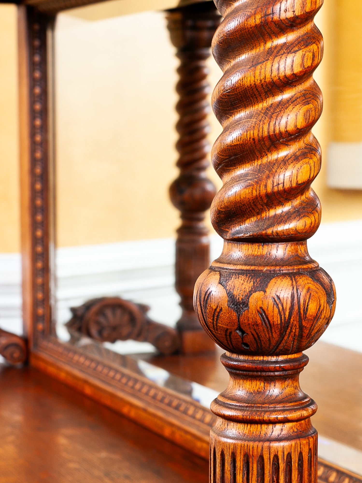 19th Century American Carved Oak Sideboard with Mirror