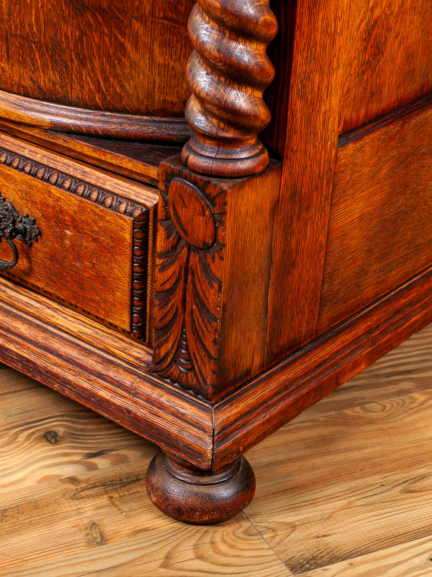19th Century American Carved Oak Sideboard with Mirror