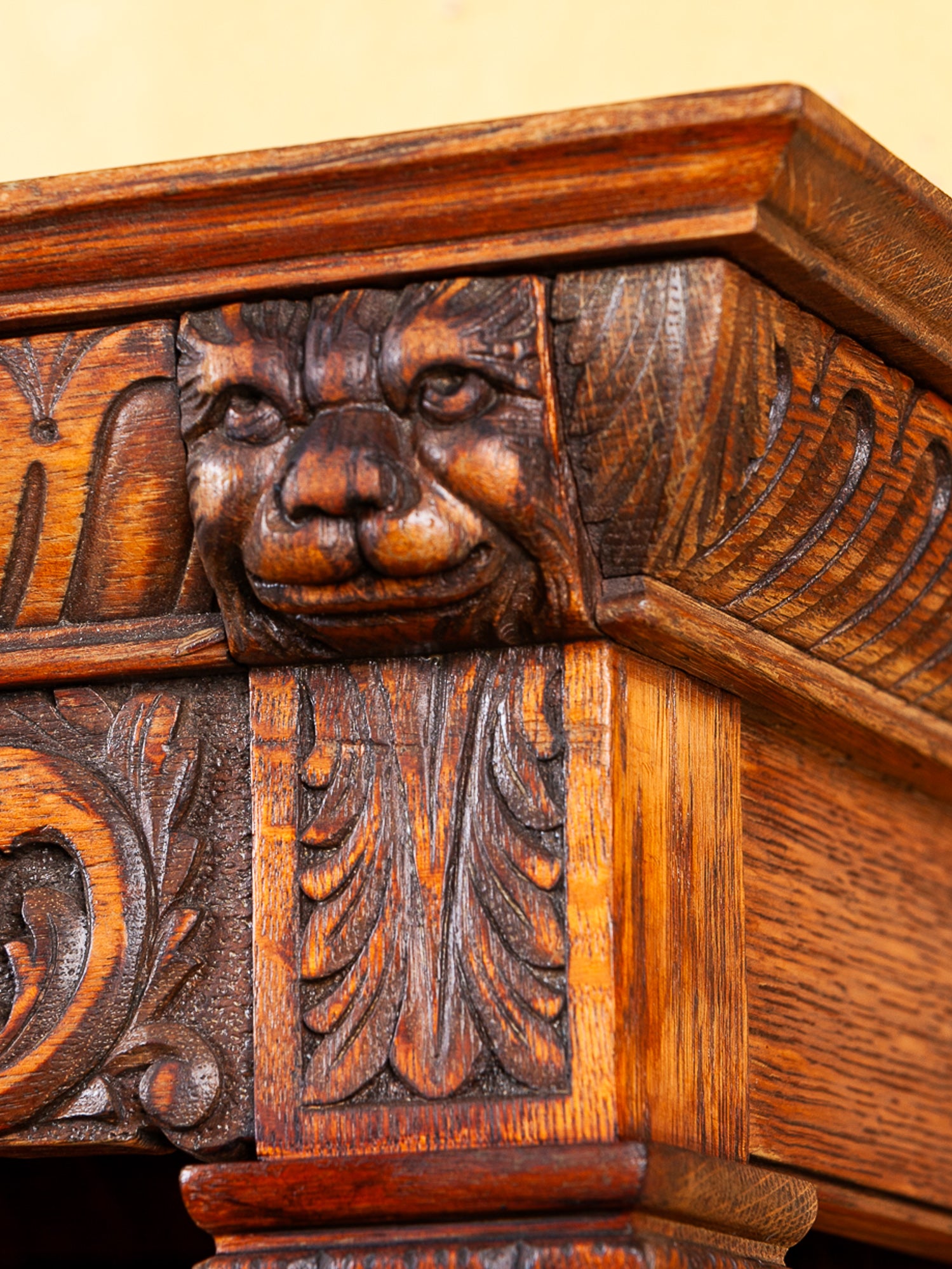 19th Century American Carved Oak Sideboard with Mirror