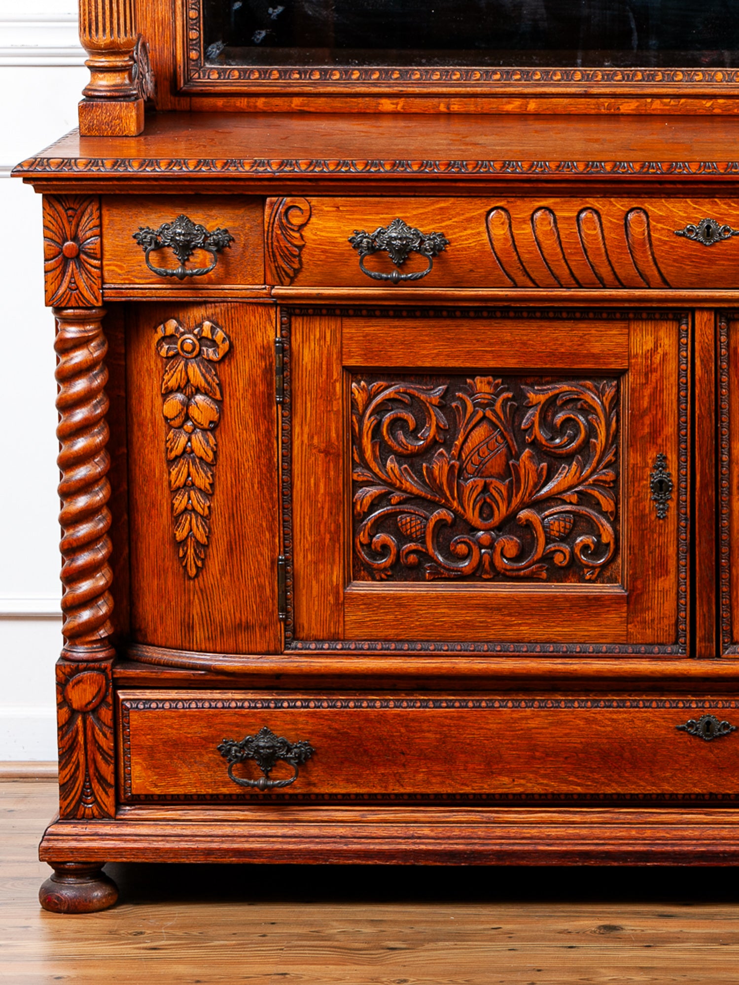 19th Century American Carved Oak Sideboard with Mirror