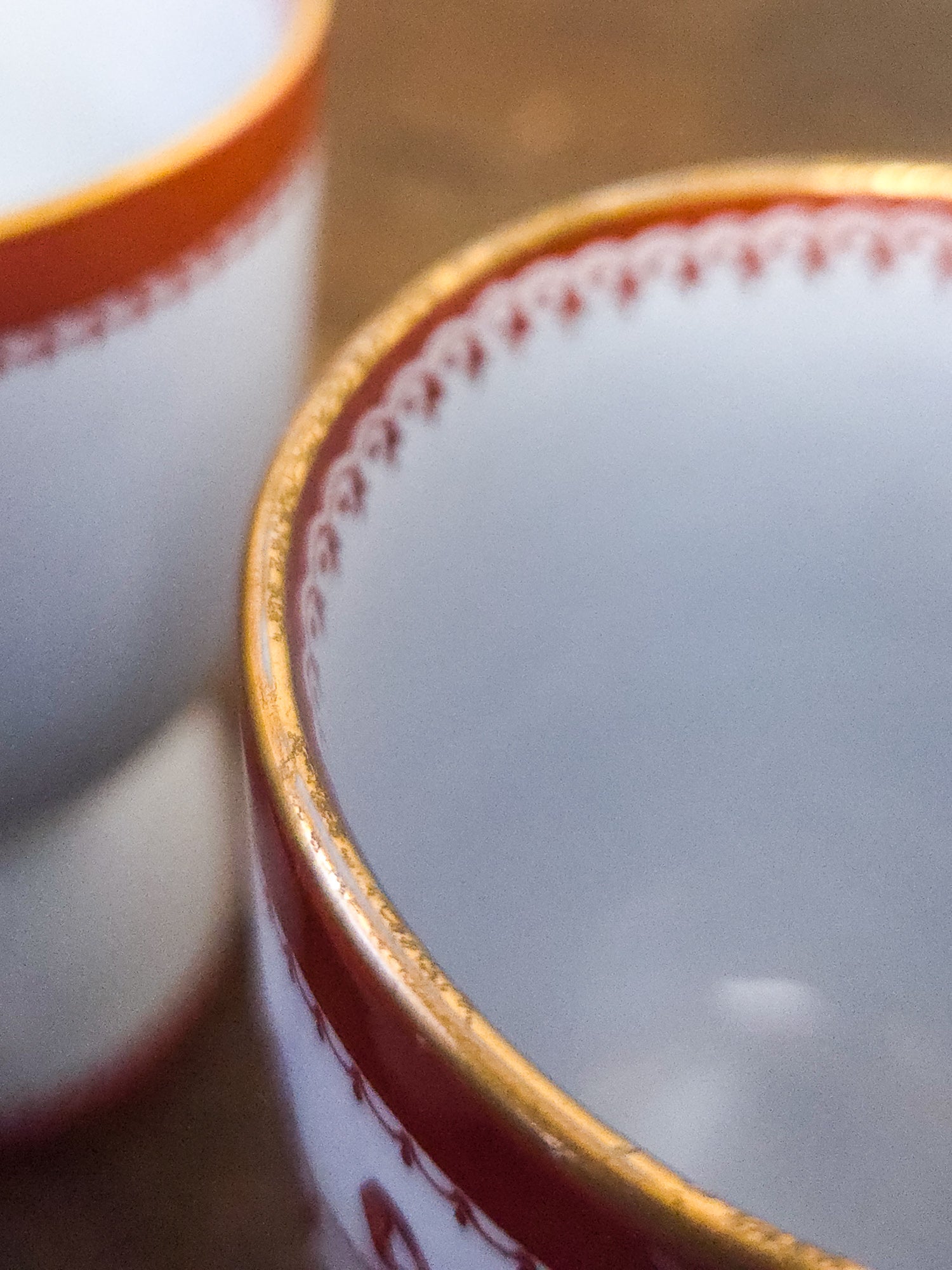 Set of Four Spode Newburyport Red Footed Dessert Goblets, England
